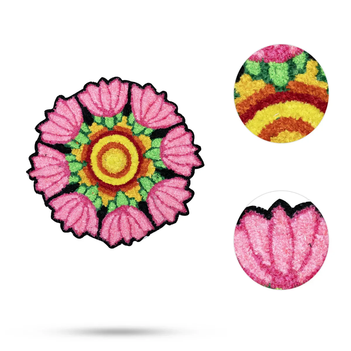 Canvas Rangoli Mat - 24 Inch Dia | Assorted Floral Design Rangoli / Reusable Floor Decoration For Festivals & Pooja - Image 2