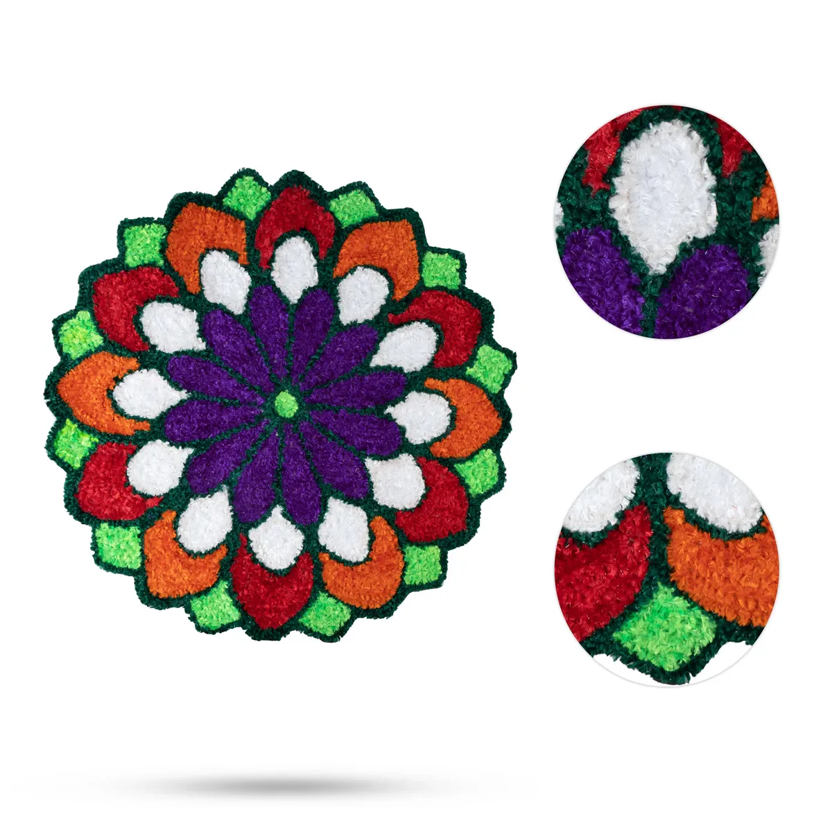 Canvas Rangoli Mat - 24 Inch Dia | Assorted Floral Design Rangoli / Reusable Floor Decoration For Festivals & Pooja - Image 20