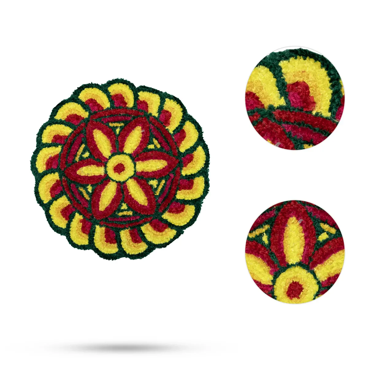 Canvas Rangoli Mat - 24 Inch Dia | Assorted Floral Design Rangoli / Reusable Floor Decoration For Festivals & Pooja - Image 30