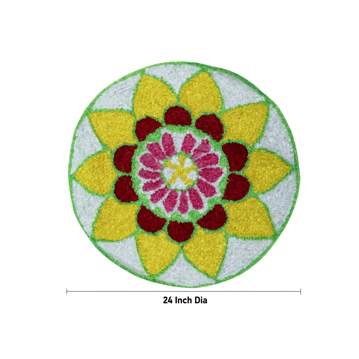 Canvas Rangoli Mat - 24 Inch Dia | Assorted Floral Design Rangoli / Reusable Floor Decoration For Festivals & Pooja - Image 6