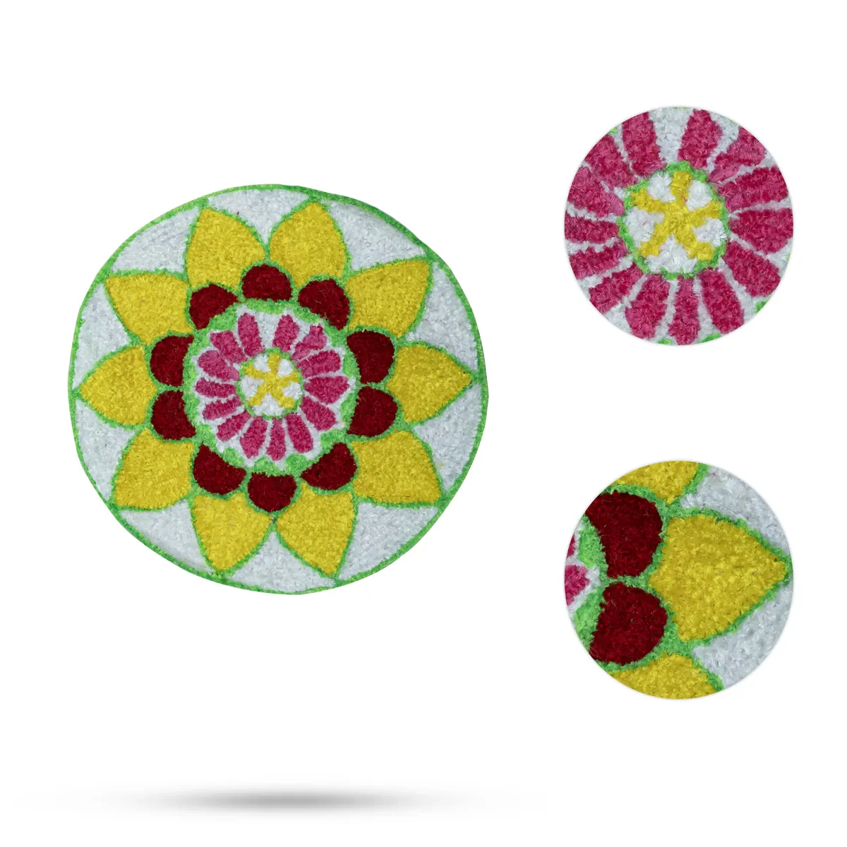 Canvas Rangoli Mat - 24 Inch Dia | Assorted Floral Design Rangoli / Reusable Floor Decoration For Festivals & Pooja - Image 7