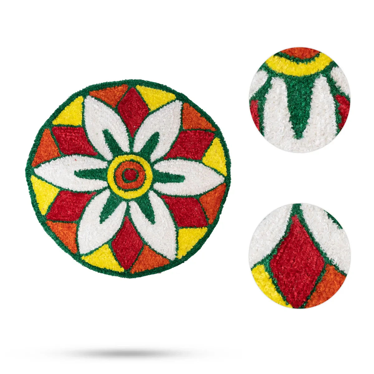 Canvas Rangoli Mat - 24 Inch Dia | Assorted Floral Design Rangoli / Reusable Floor Decoration For Festivals & Pooja - Image 9