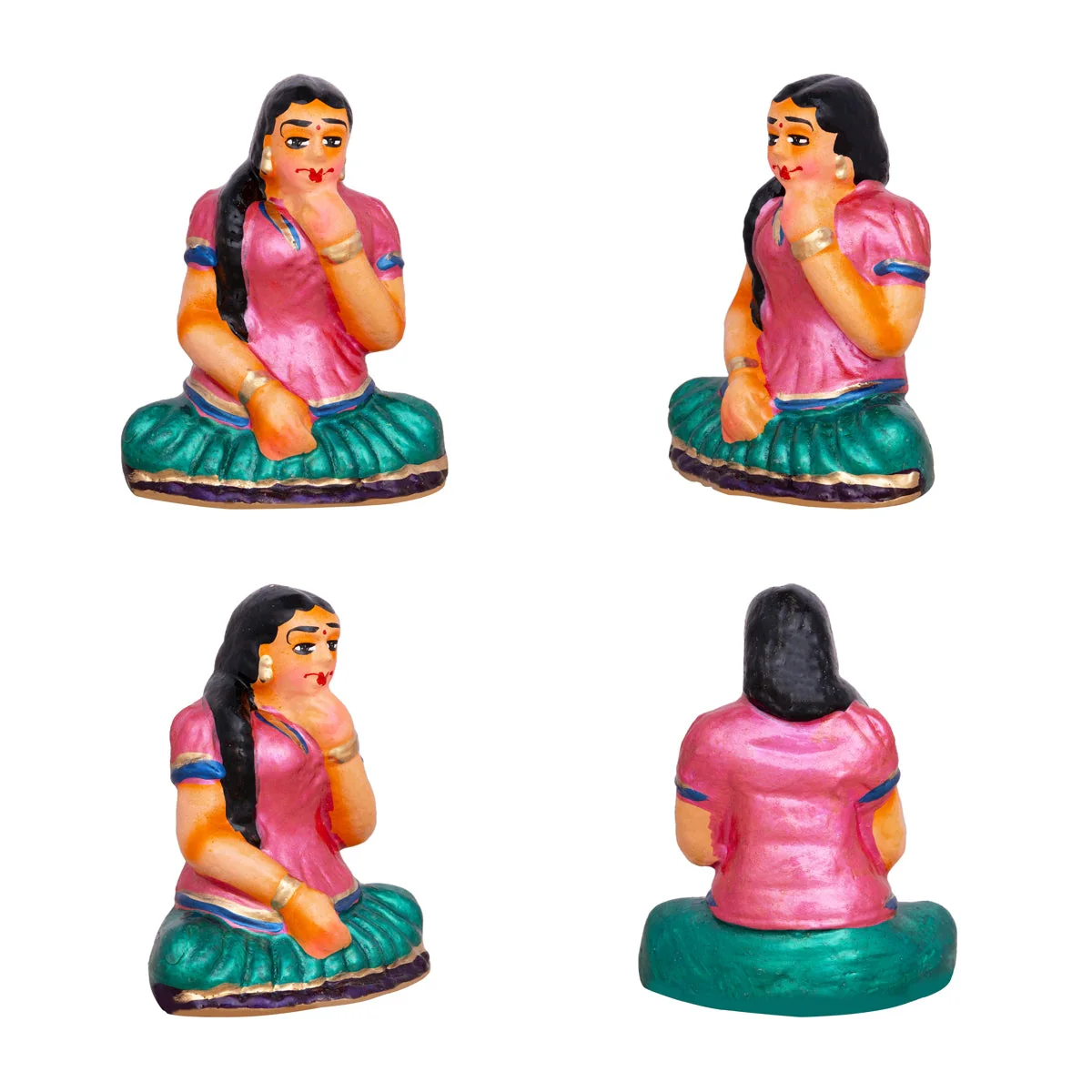 Carrom Game Clay Golu Bommai Set - 5 X 3.5 Inches | Giri Golu Doll/ Navaratri Gombe/ Navratri Decor - Image 3