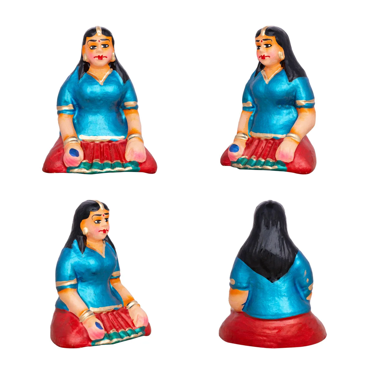 Carrom Game Clay Golu Bommai Set - 5 X 3.5 Inches | Giri Golu Doll/ Navaratri Gombe/ Navratri Decor - Image 4