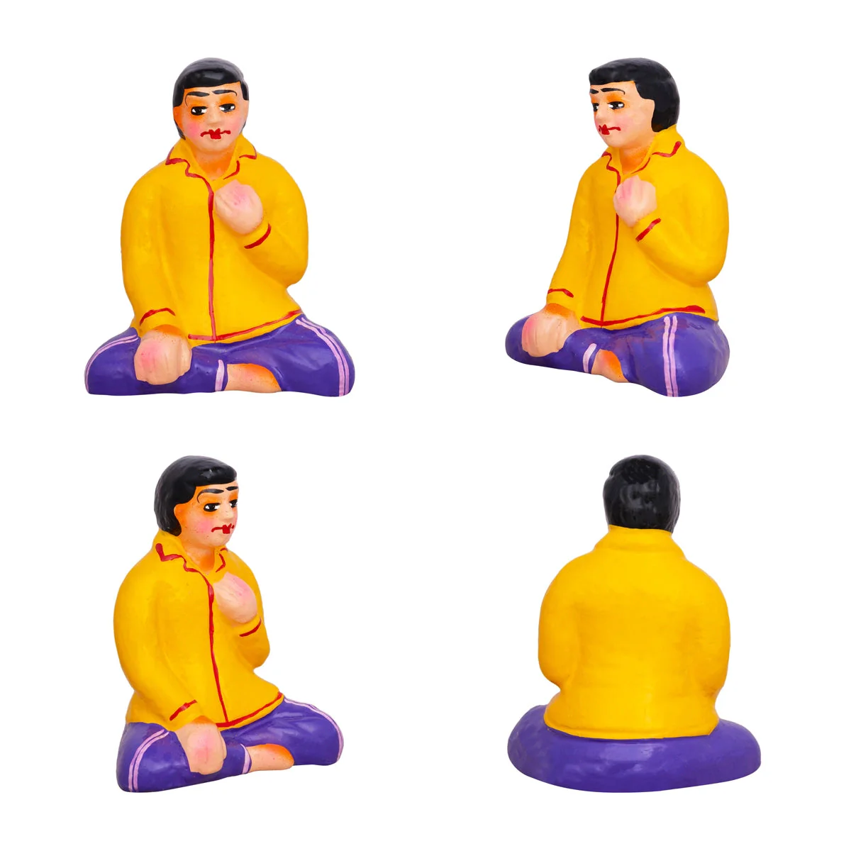 Carrom Game Clay Golu Bommai Set - 5 X 3.5 Inches | Giri Golu Doll/ Navaratri Gombe/ Navratri Decor - Image 5