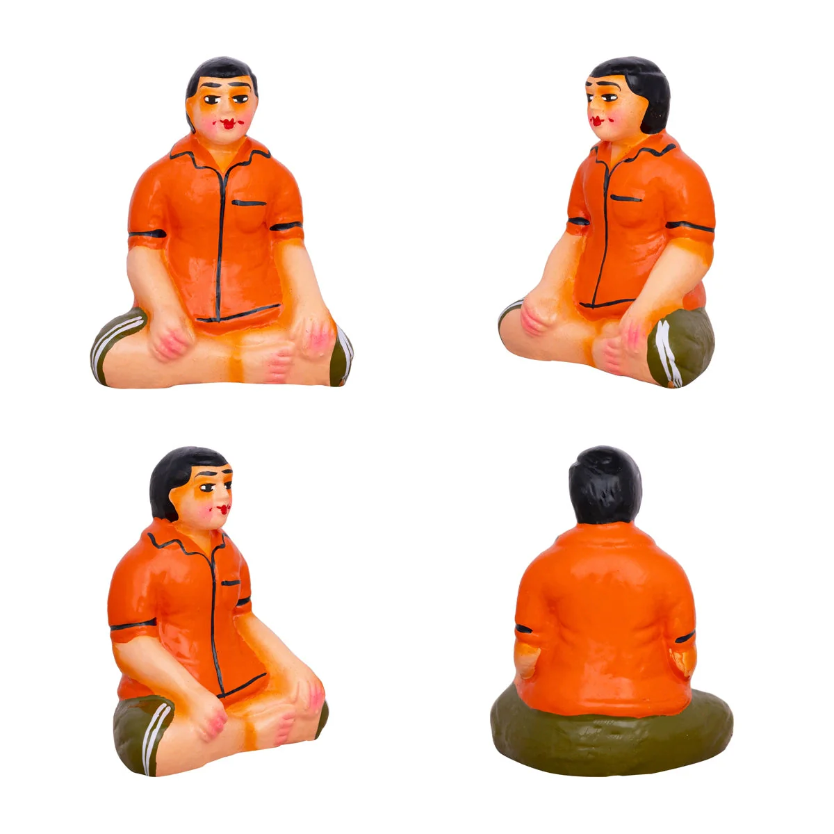 Carrom Game Clay Golu Bommai Set - 5 X 3.5 Inches | Giri Golu Doll/ Navaratri Gombe/ Navratri Decor - Image 6