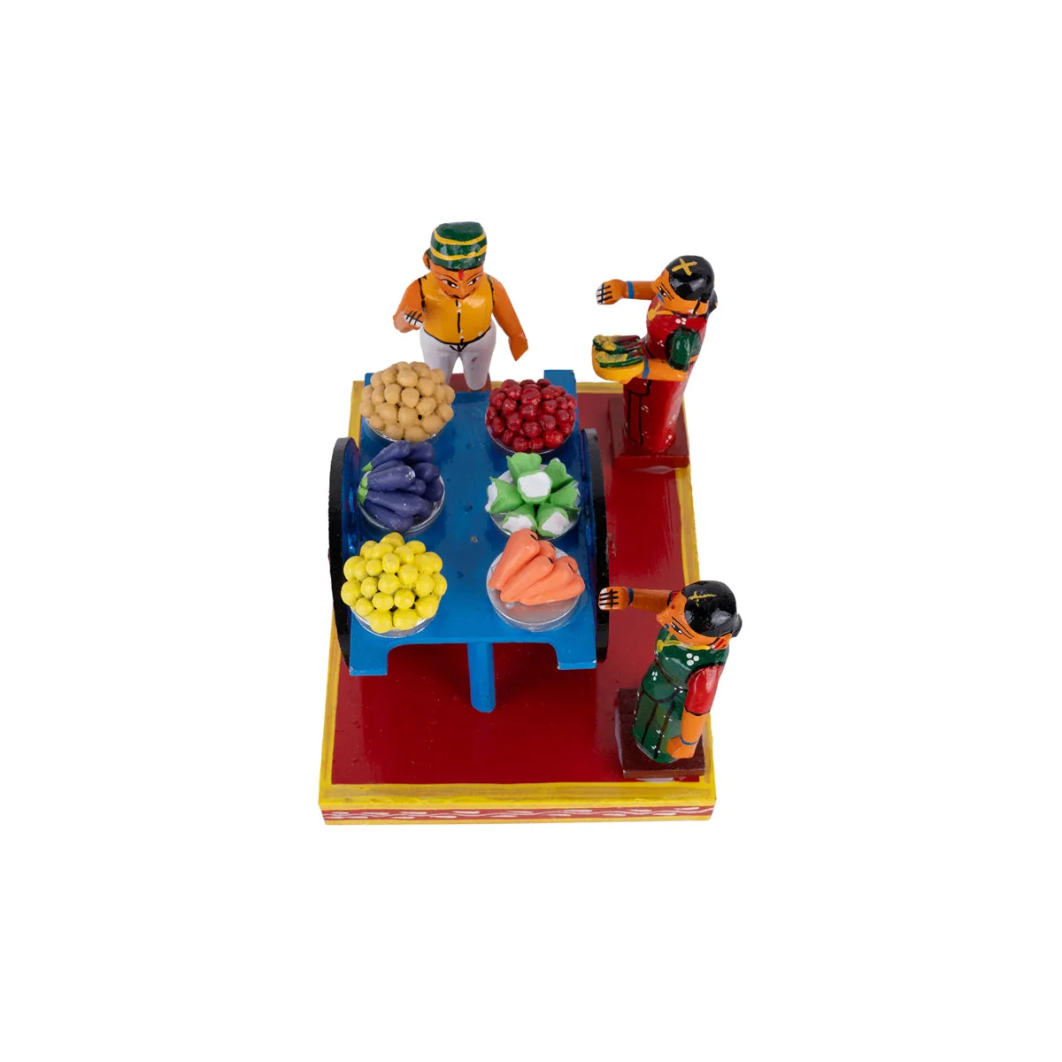Cart Vegetable Seller Kondapalli Toy - 6.25 X 8.5 Inches | Handmade Showpiece/ Wooden Statue For Festival Golu - Image 3
