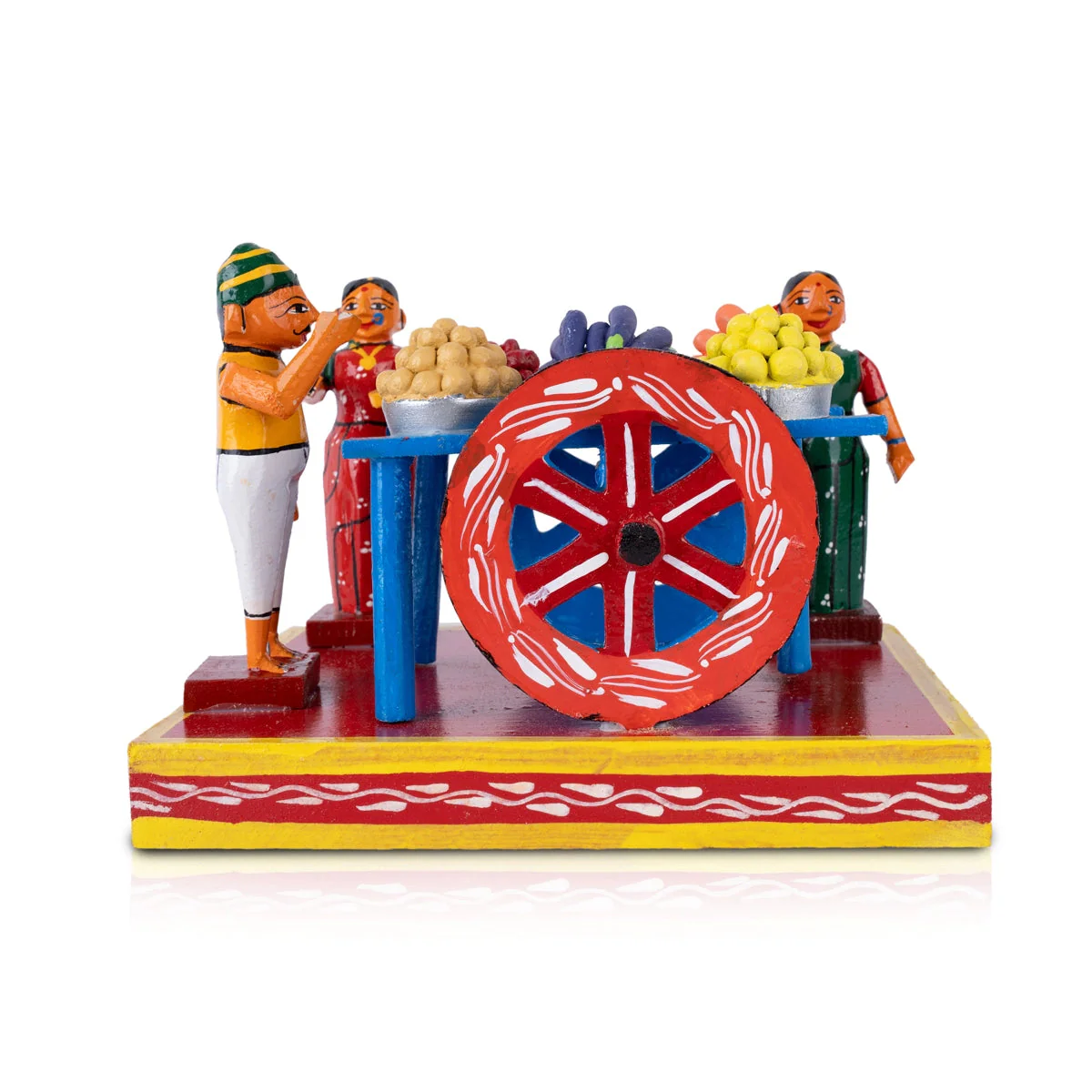 Cart Vegetable Seller Kondapalli Toy - 6.25 X 8.5 Inches | Handmade Showpiece/ Wooden Statue For Festival Golu - Image 4