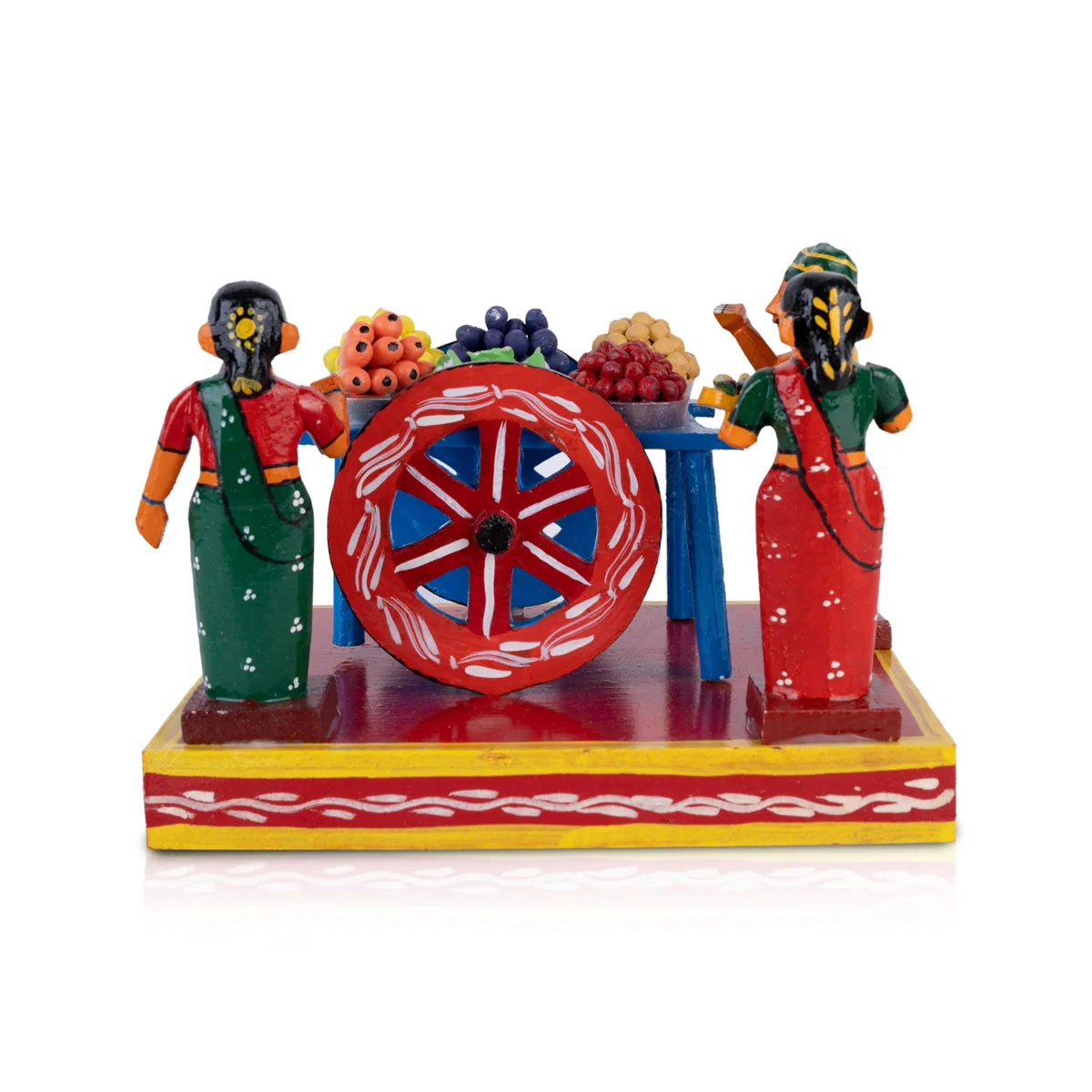 Cart Vegetable Seller Kondapalli Toy - 6.25 X 8.5 Inches | Handmade Showpiece/ Wooden Statue For Festival Golu - Image 5
