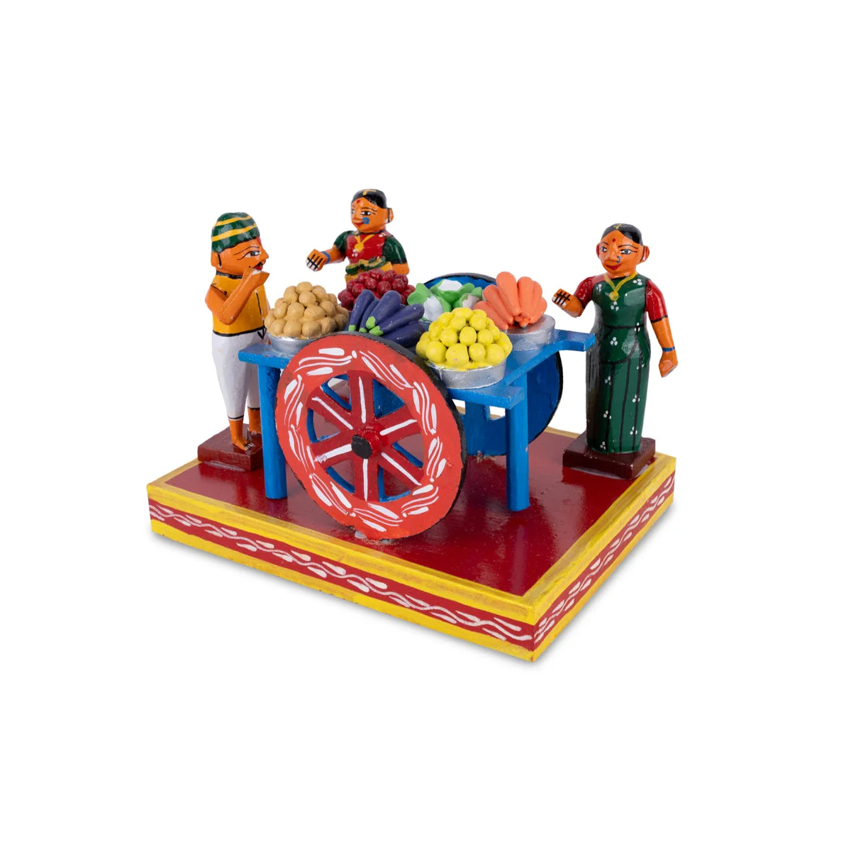 Cart Vegetable Seller Kondapalli Toy - 6.25 X 8.5 Inches | Handmade Showpiece/ Wooden Statue For Festival Golu - Image 6