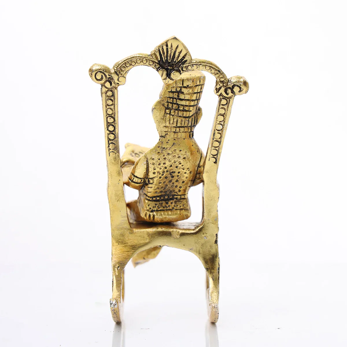 Chair Ganesh Murti - 6 x 2 Inches | Aluminium Idol/ Gold Polish Ganpati Murti/ Vinayaka Idol for Pooja - Image 3