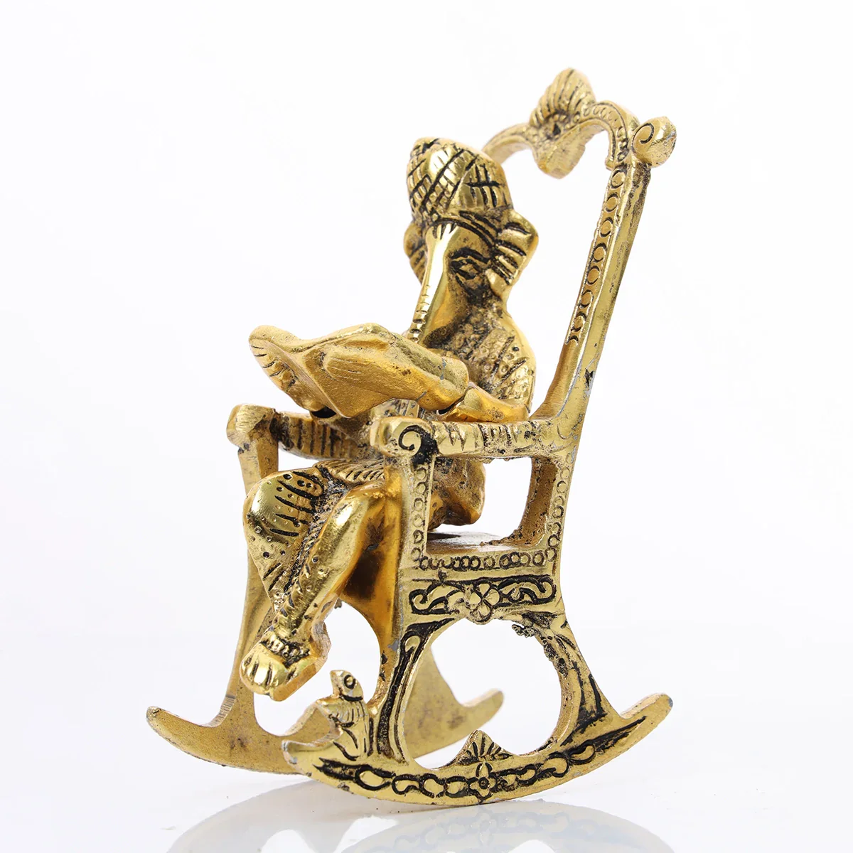 Chair Ganesh Murti - 6 x 2 Inches | Aluminium Idol/ Gold Polish Ganpati Murti/ Vinayaka Idol for Pooja - Image 4