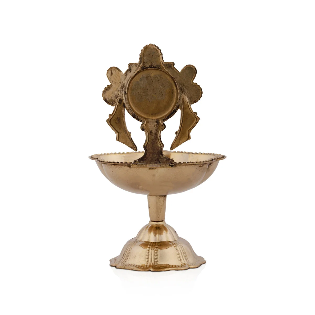 Chakra Design Brass Lamp With Base - 3.5 x 2 Inches | Brass Pooja Diya/ Brass Deepam for Home - Image 4