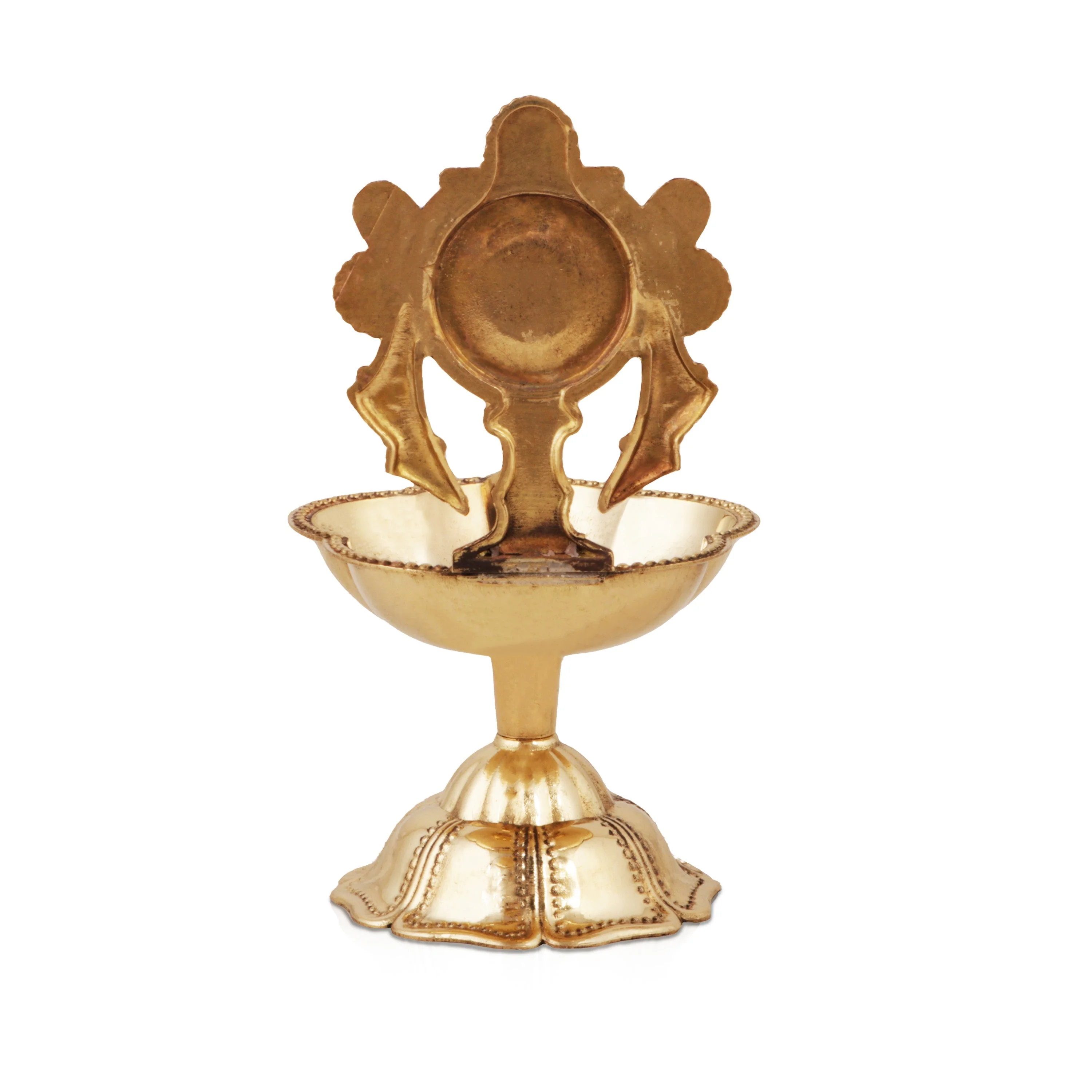 Chakra Design Brass Lamp With Base - 4.5 x 2.5 Inches | Brass Pooja Diya/ Brass Deepam for Home - Image 5
