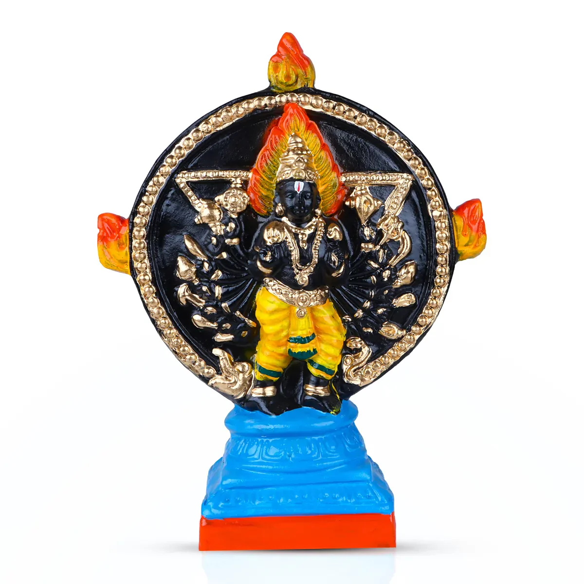 Chakrathazhwar Clay Golu Bommai - 11 x 8.5 Inches | Giri Golu Doll/ Navaratri Golu Bomma/ Gombe/ Bommai - Image 2