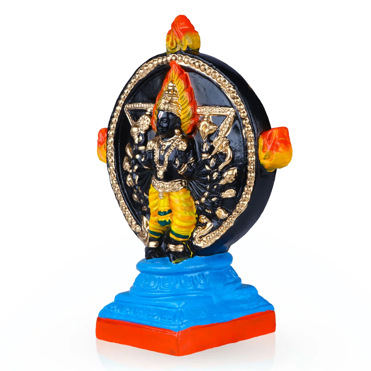 Chakrathazhwar Clay Golu Bommai - 11 x 8.5 Inches | Giri Golu Doll/ Navaratri Golu Bomma/ Gombe/ Bommai - Image 5
