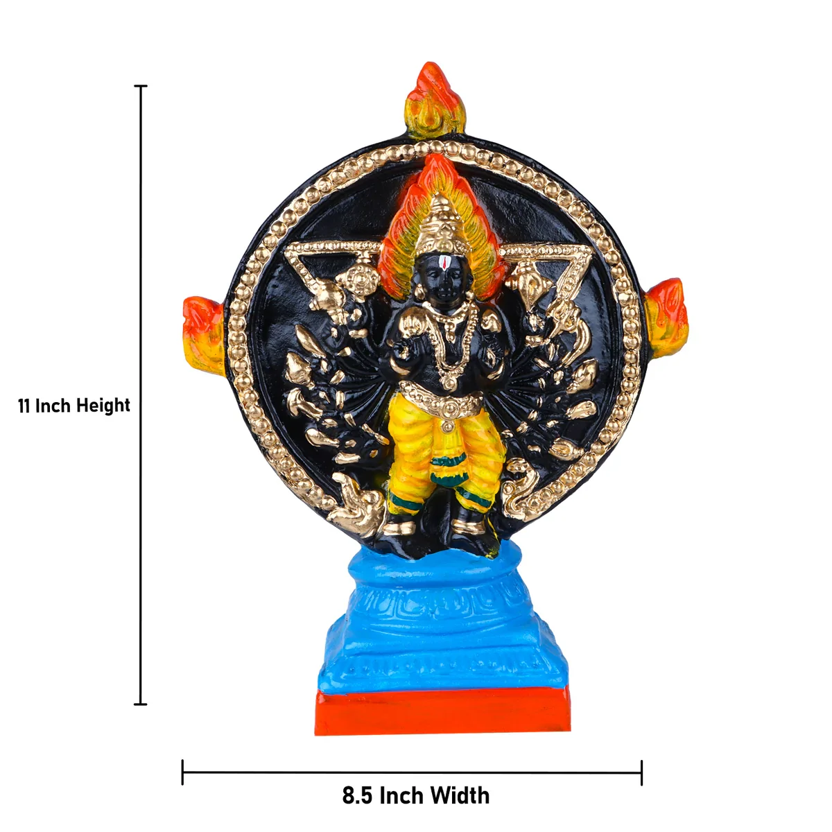 Chakrathazhwar Clay Golu Bommai - 11 x 8.5 Inches | Giri Golu Doll/ Navaratri Golu Bomma/ Gombe/ Bommai - Image 6