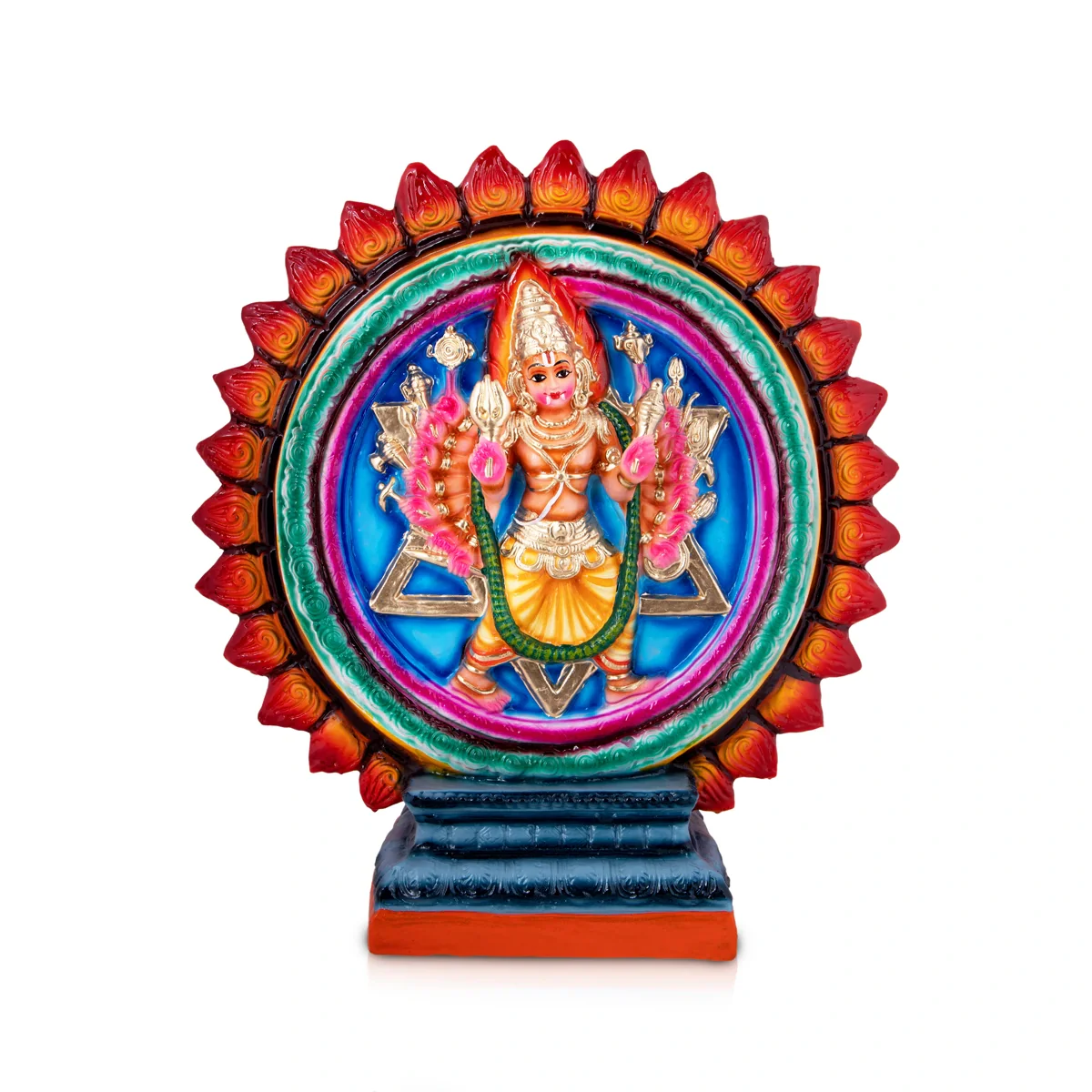 Chakrathazhwar Paper Mache Golu Bommai - 19 x 14 Inches | Giri Golu Doll/ Navaratri Golu Bomma/Gombe/Bommai - Image 2