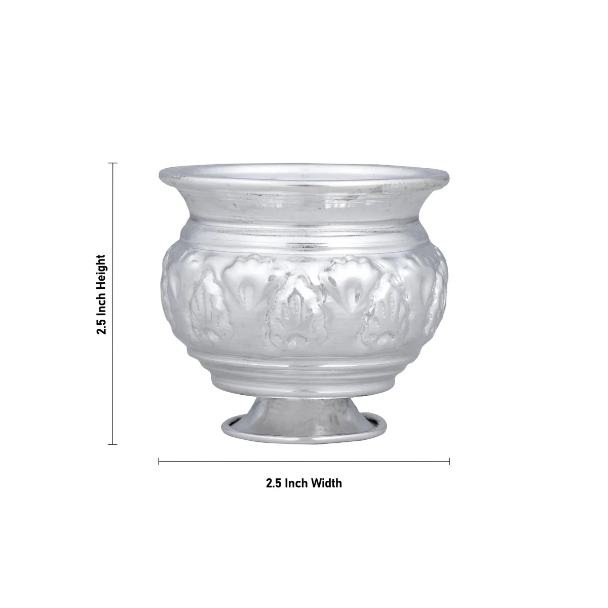 Chandan Cup With Base - 2.5 x 2.5 Inches | Small Bowl/ Small Cup/ White Metal Pooja Bowl for Home - Image 3