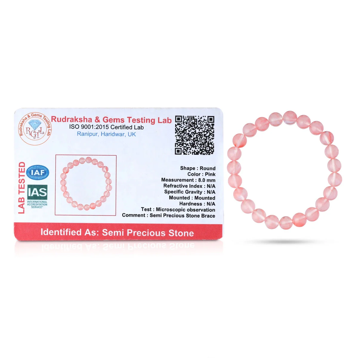 Cherry Quartz Bracelet - 2.5 Inches | Crystal Bracelet/ Quartz Gemstone Bracelet For Love & Emotional Balance - Image 2