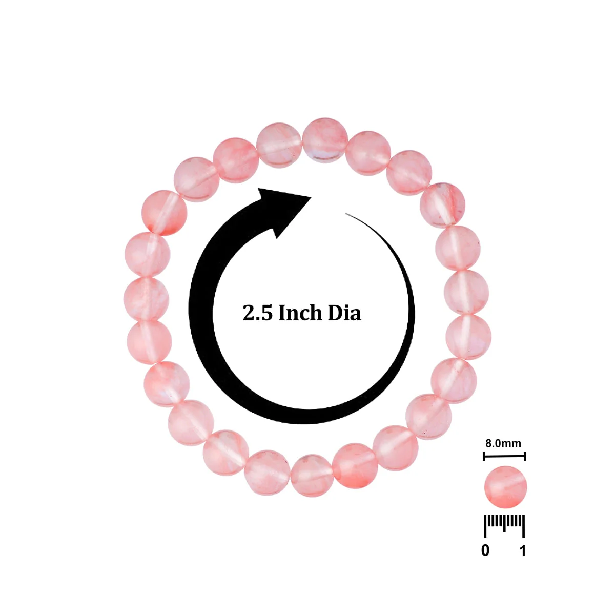 Cherry Quartz Bracelet - 2.5 Inches | Crystal Bracelet/ Quartz Gemstone Bracelet For Love & Emotional Balance - Image 5