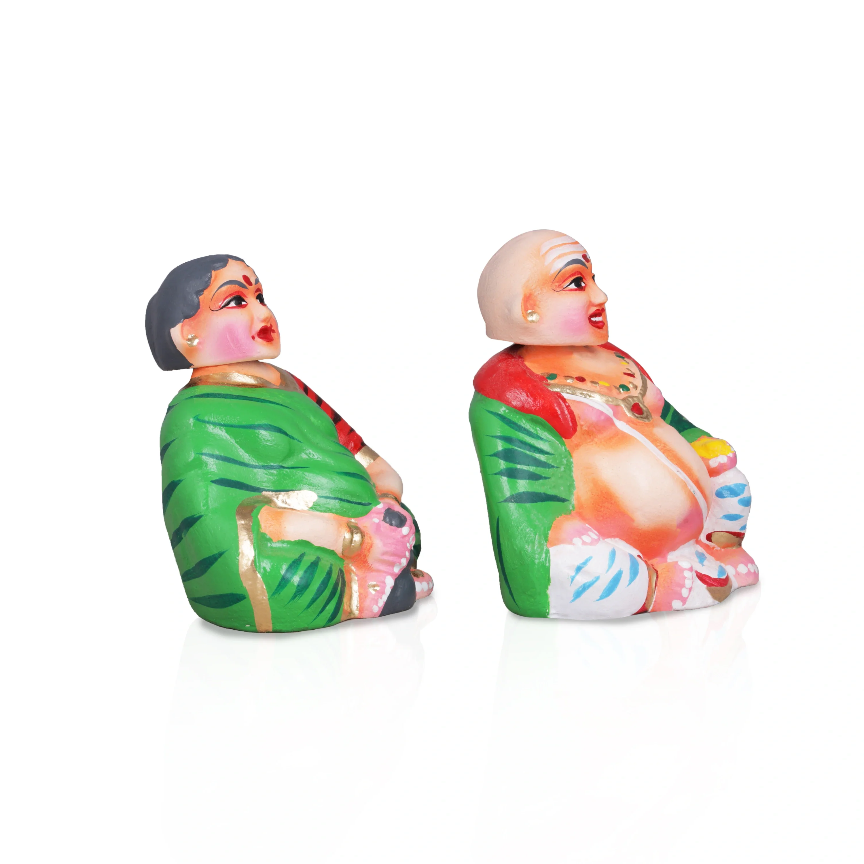 Chettiar Chettichi Paper Mache Golu Bommai Pair - 5.5 x 4 Inches | Giri Golu Doll/ Navaratri Golu Bomma/Gombe/Bommai - Image 4