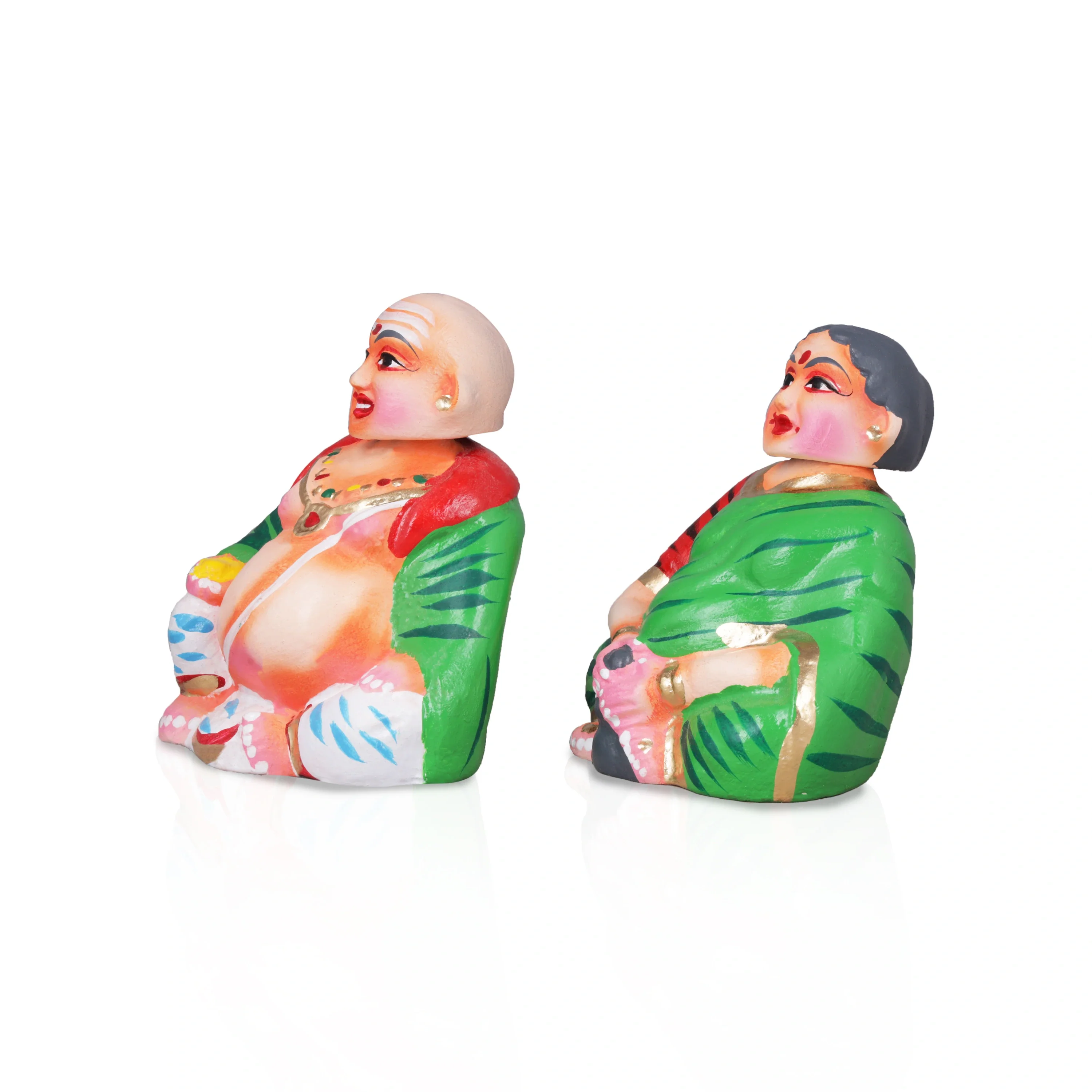 Chettiar Chettichi Paper Mache Golu Bommai Pair - 5.5 x 4 Inches | Giri Golu Doll/ Navaratri Golu Bomma/Gombe/Bommai - Image 5
