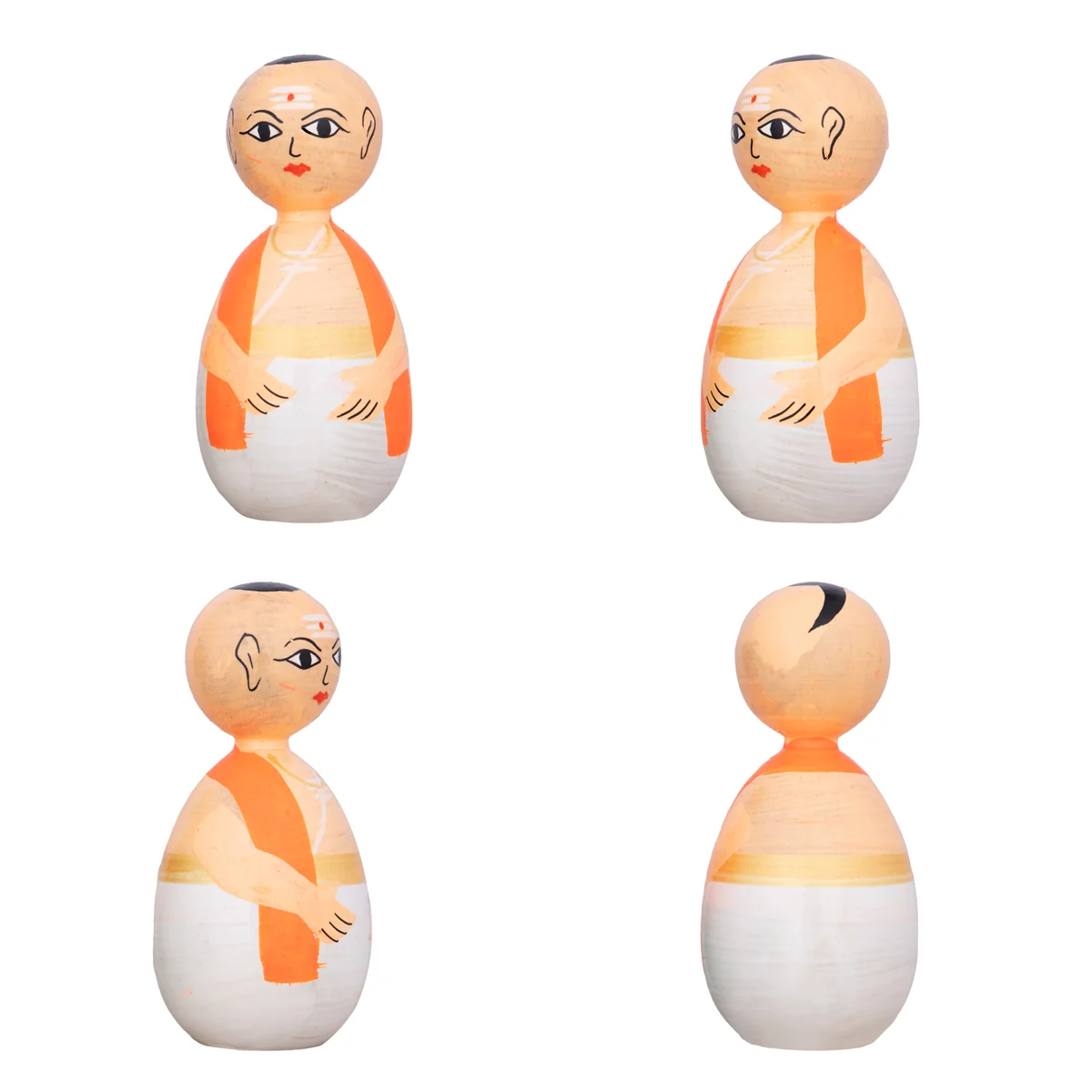 Chettiyar Chettachi Pair - 4 X 2 Inches | Thatha Patti Pair/Wooden Statue For Golu Display& Traditional Gifting - Image 3
