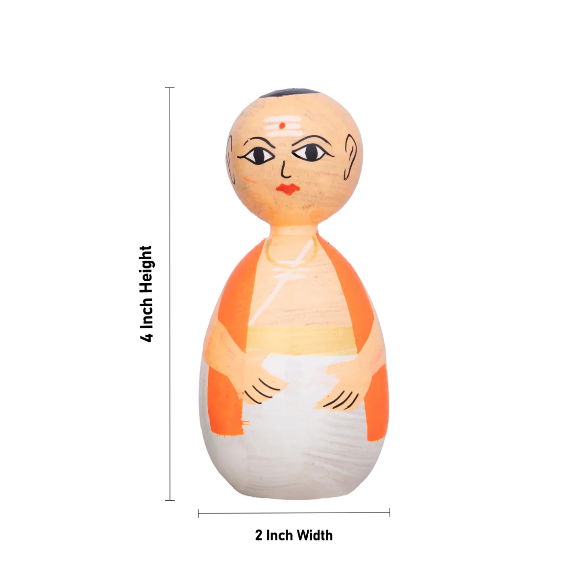 Chettiyar Chettachi Pair - 4 X 2 Inches | Thatha Patti Pair/Wooden Statue For Golu Display& Traditional Gifting - Image 4