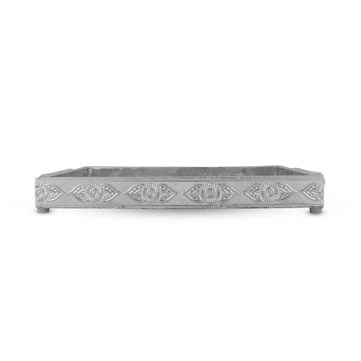 Chocky Tray - 1.25 x 12 Inches | Silver & Gold Polish Serving Tray/ Thali Plate for Pooja - Image 3