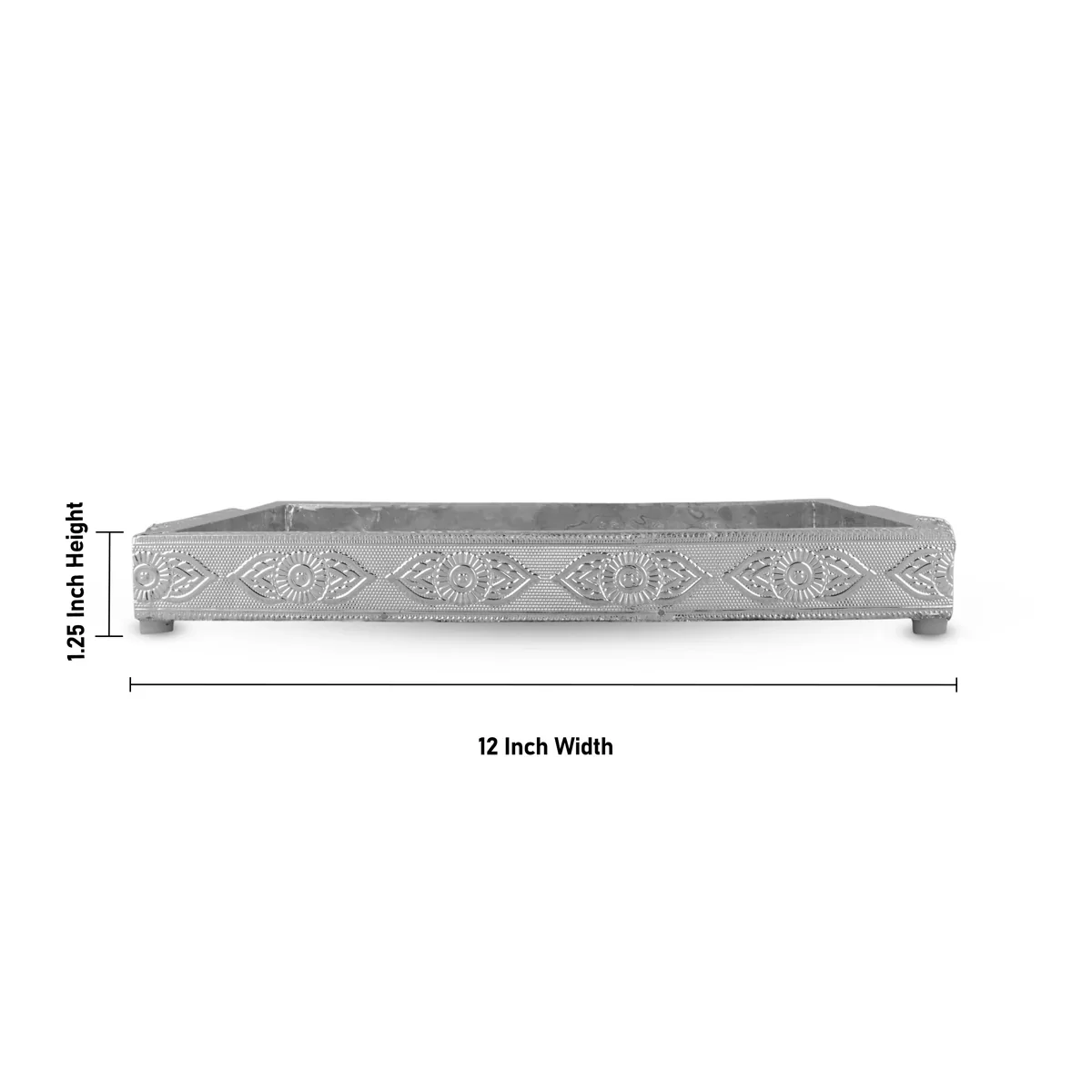 Chocky Tray - 1.25 x 12 Inches | Silver & Gold Polish Serving Tray/ Thali Plate for Pooja - Image 4
