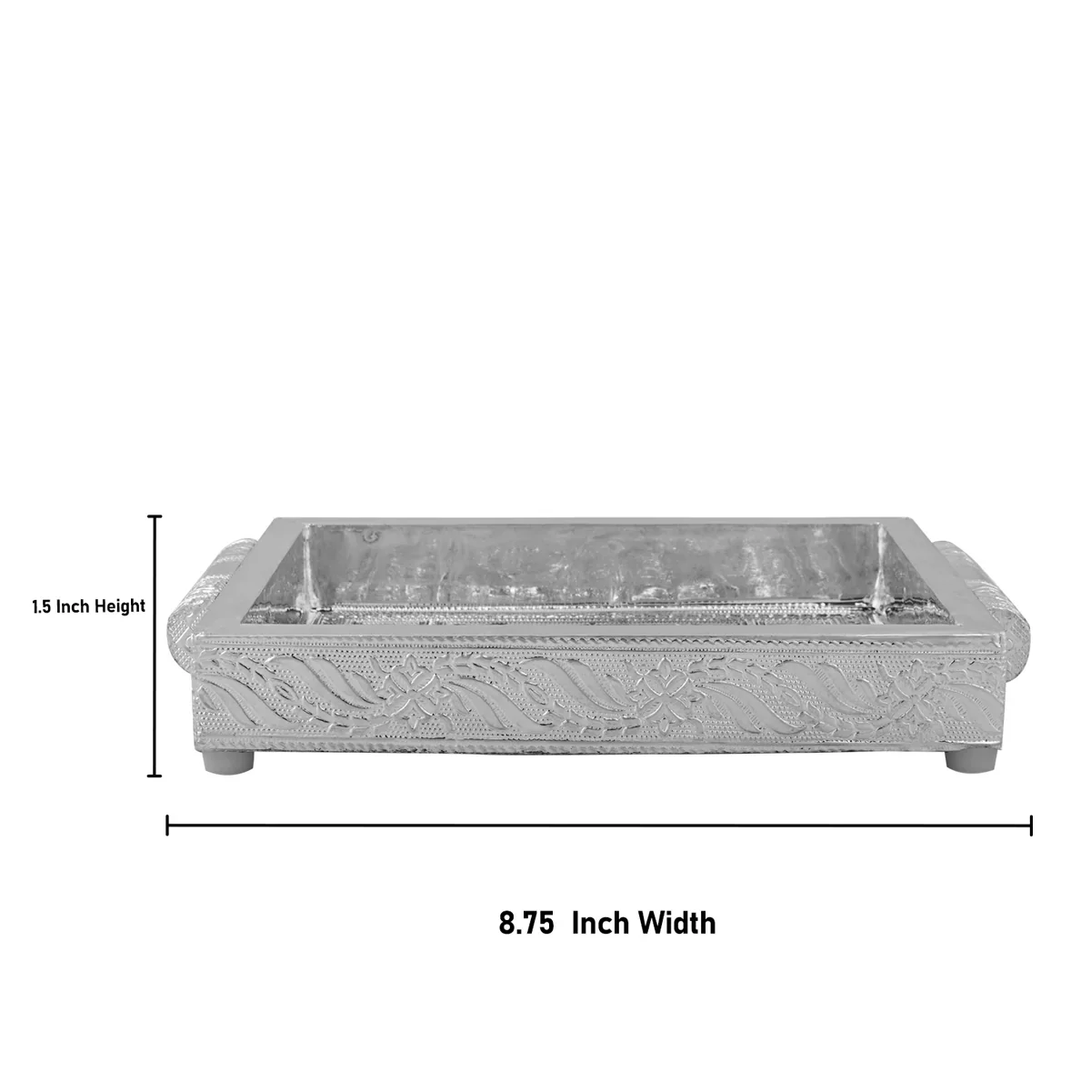 Chocky Tray - 1.5 x 8.75 Inches | Silver & Gold Polish Serving Tray/ Thali Plate for Pooja - Image 5