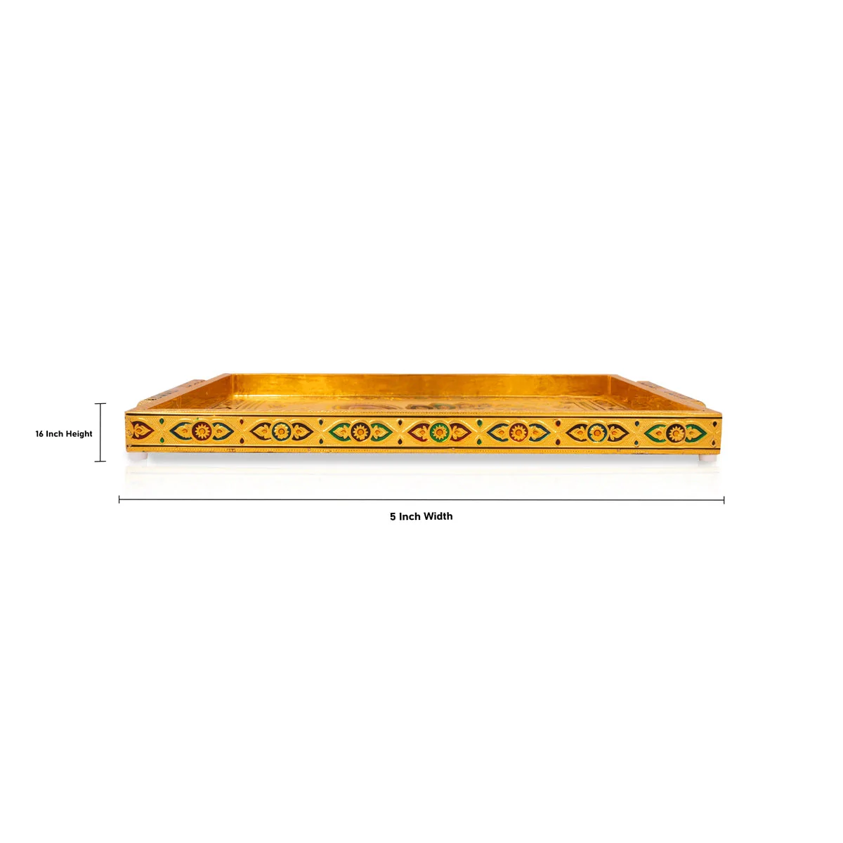 Choky Tray - 18 x 12 Inches | Meenakari Serving Tray/ Gold Polish Plate for Home - Image 3