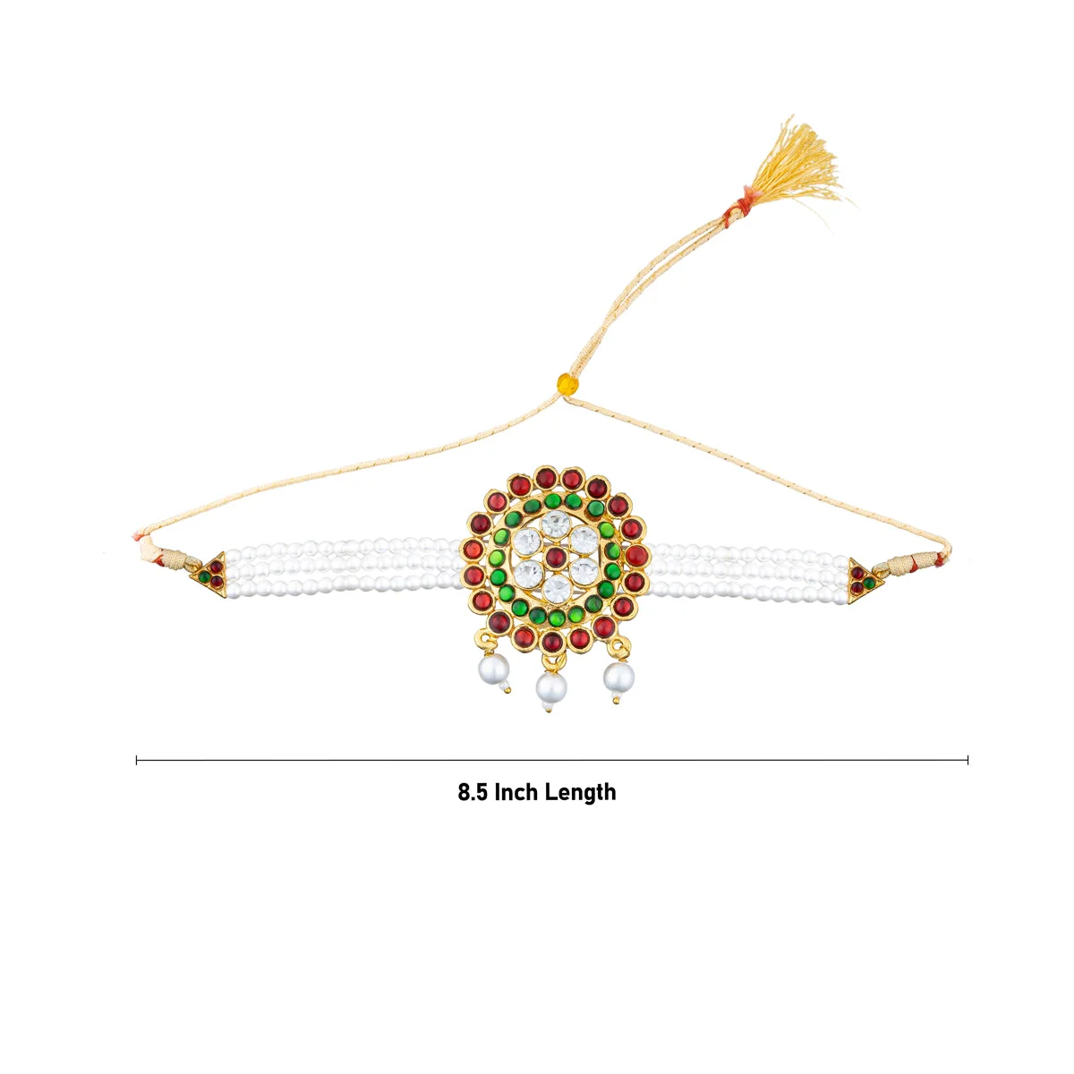Stone Necklace - 8.5 Inches | Moti Beaded Jewelry/ Dance Jewellery/ Stone Jewellery for Women - Image 2