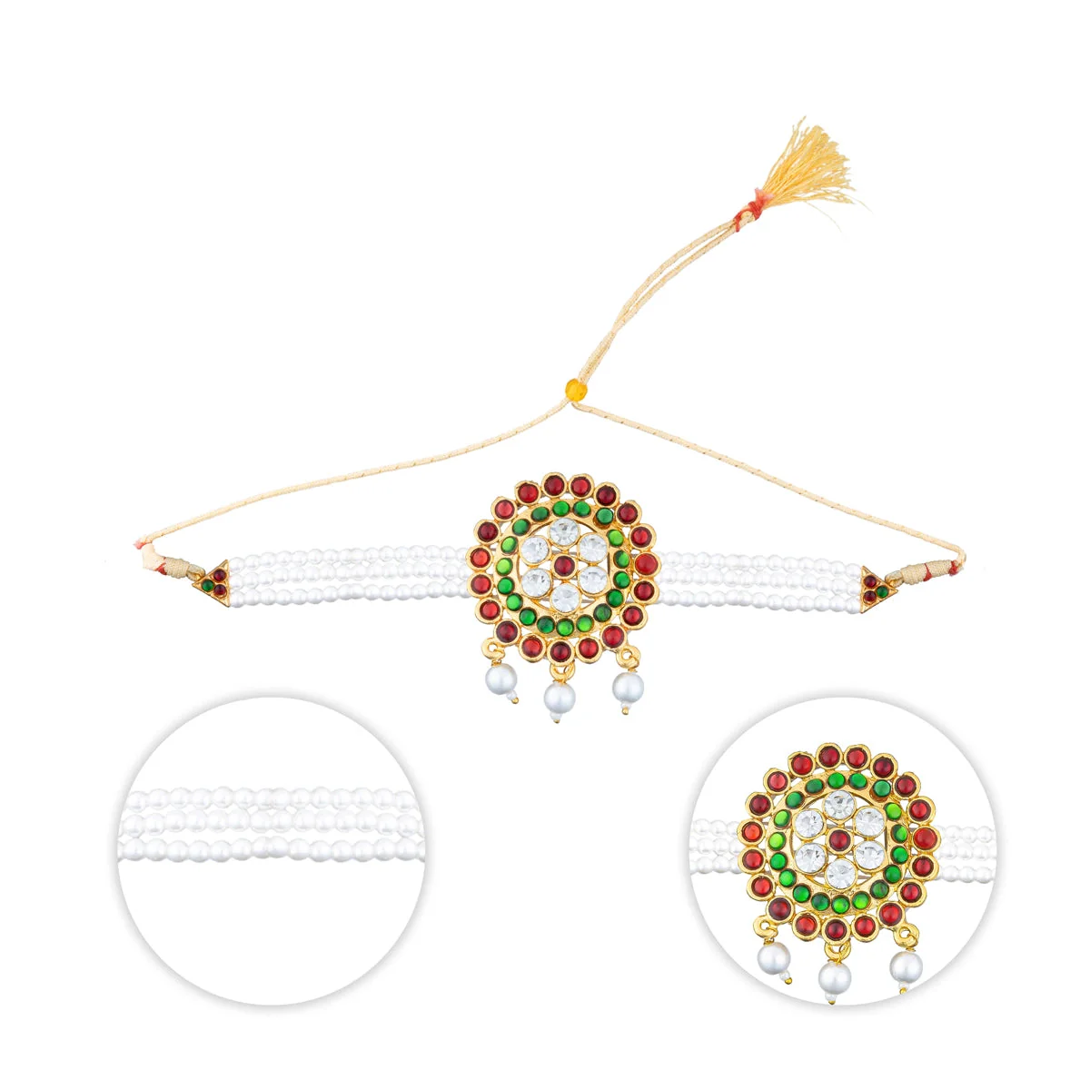 Stone Necklace - 8.5 Inches | Moti Beaded Jewelry/ Dance Jewellery/ Stone Jewellery for Women - Image 3