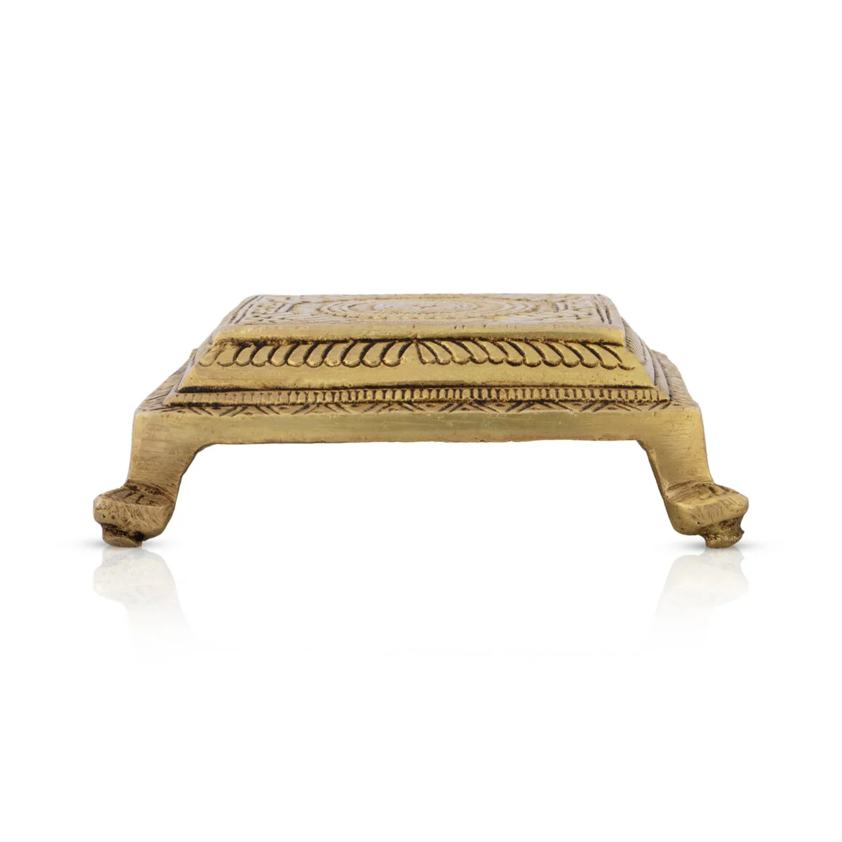 Chowki - 1.5 x 4 Inches | Brass Bajot/ Antique Polish Patla/ Manai Palagai for Pooja