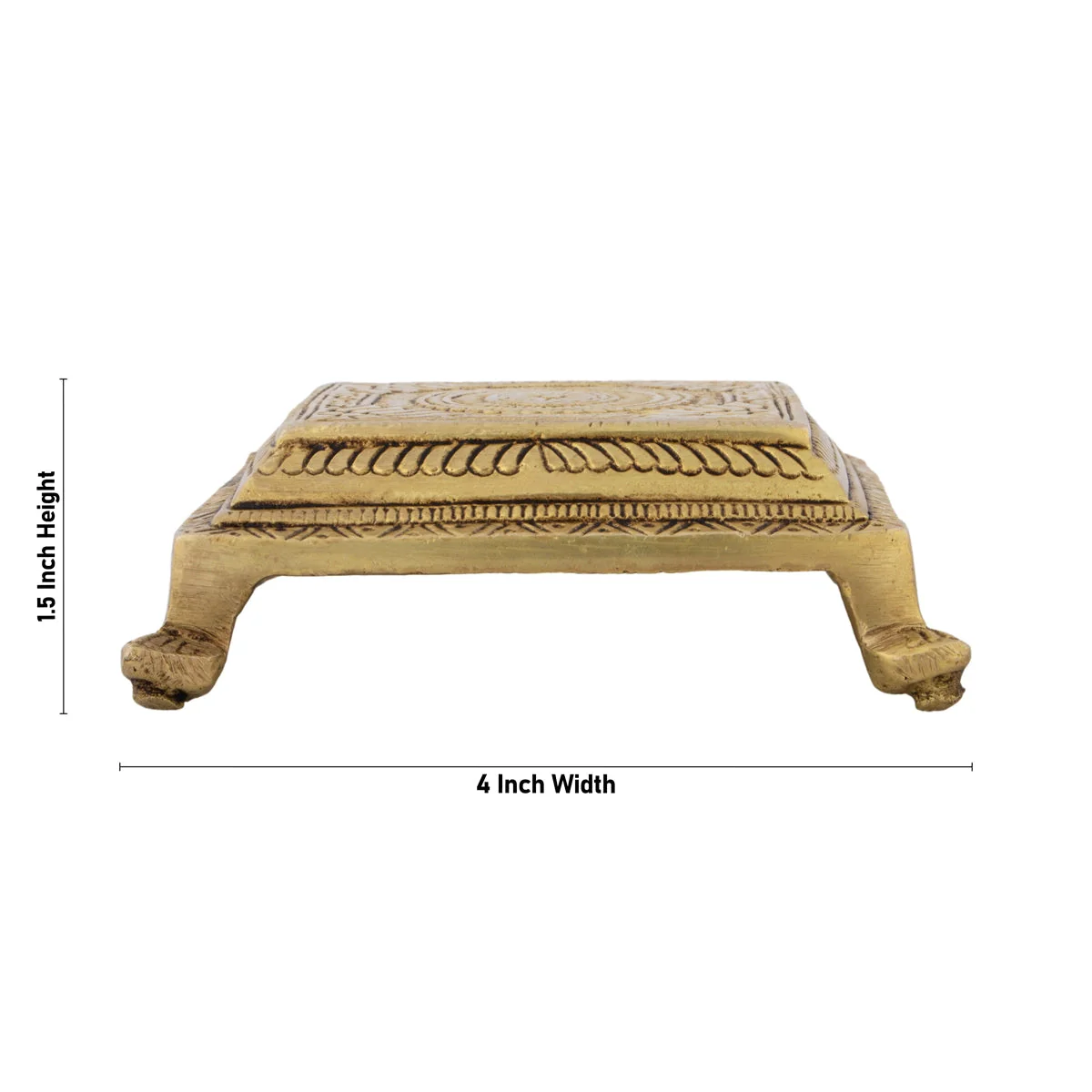 Chowki - 1.5 x 4 Inches | Brass Bajot/ Antique Polish Patla/ Manai Palagai for Pooja - Image 4