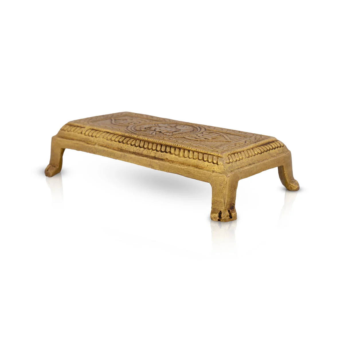 Chowki - 1 x 5.5 x 3 Inches | Brass Bajot/ Antique Polish Patla/ Manai Palagai for Pooja - Image 2