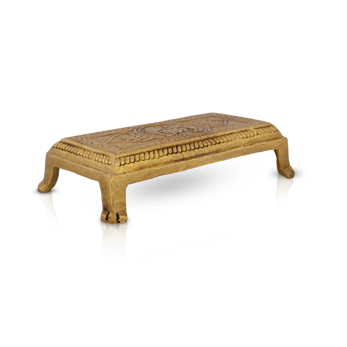 Chowki - 1 x 5.5 x 3 Inches | Brass Bajot/ Antique Polish Patla/ Manai Palagai for Pooja - Image 3