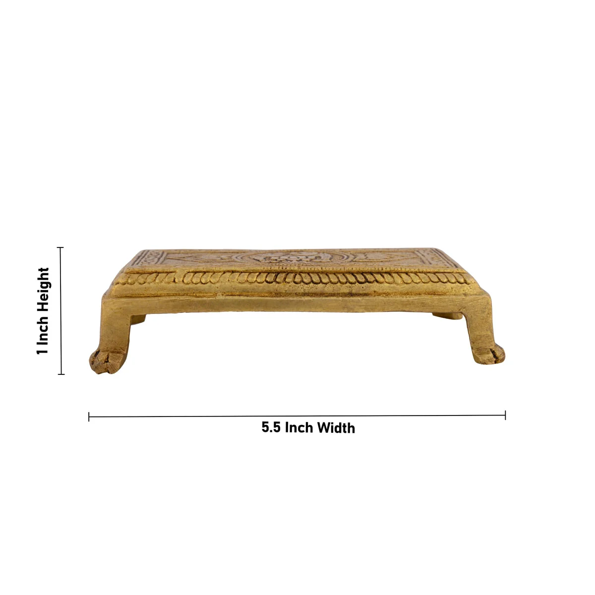Chowki - 1 x 5.5 x 3 Inches | Brass Bajot/ Antique Polish Patla/ Manai Palagai for Pooja - Image 5