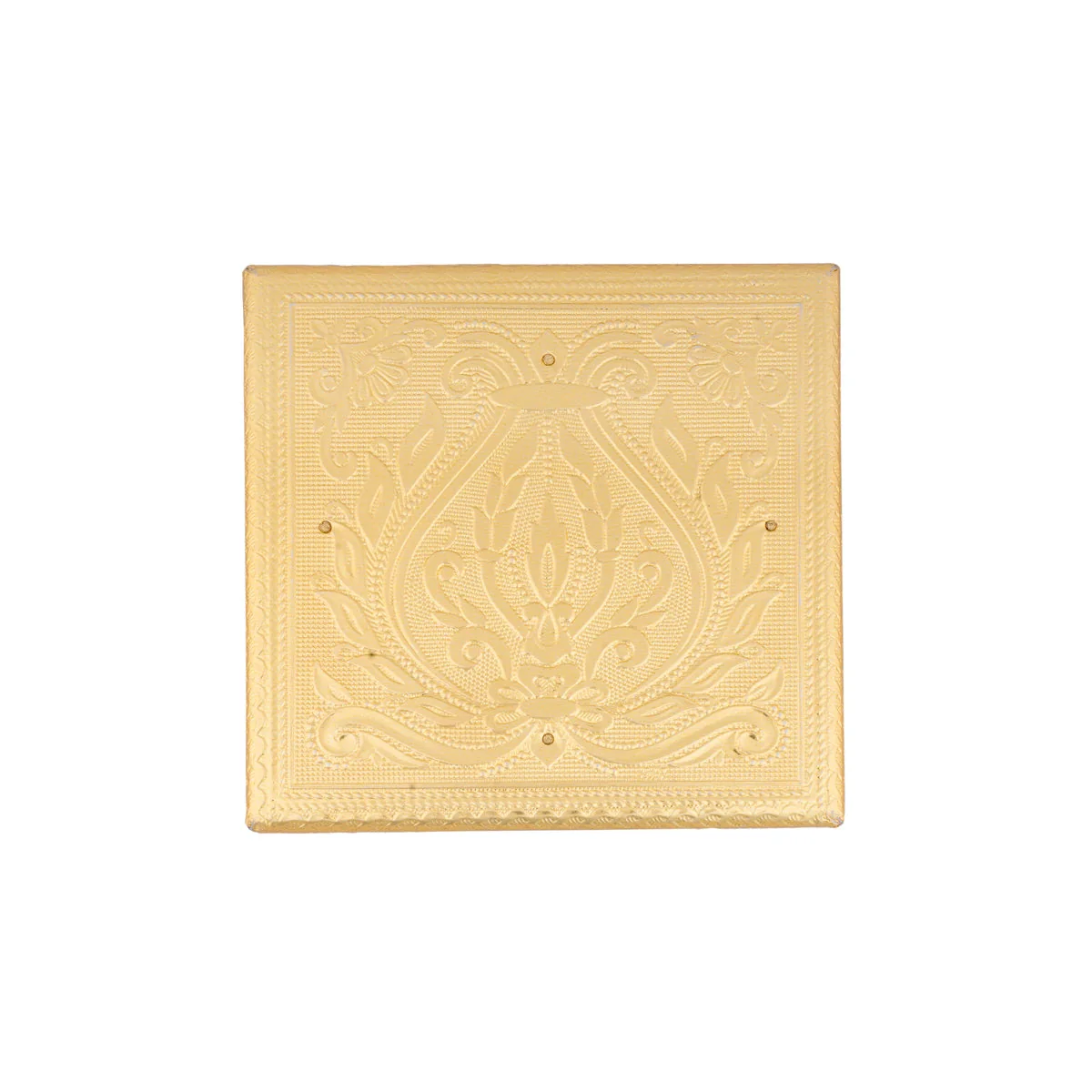 Chowki With Base - 6 x 6 Inches | Gold Polish Bajot/ Manai Palagai for Pooja - Image 2