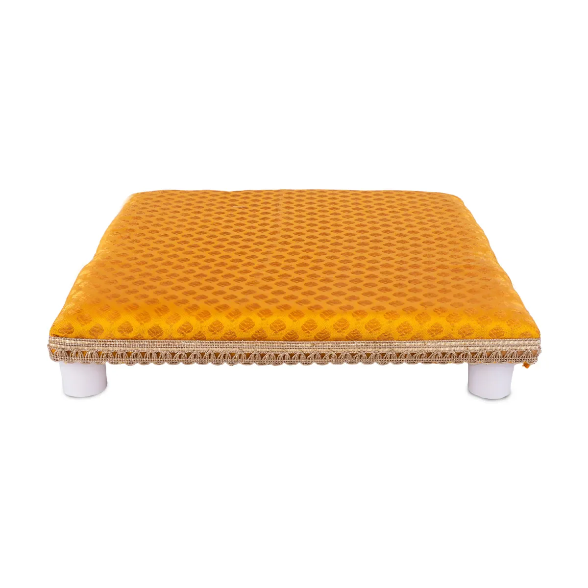 Chowki With Cushion - 10 X 10 Inches | Wooden Pooja Chowki/ Cushion Seat/ Bajot For Mandir & Home Pooja - Image 4