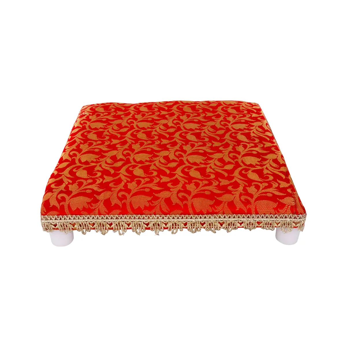 Chowki With Cushion - 10 X 10 Inches | Wooden Pooja Chowki/ Cushion Seat/ Bajot For Mandir & Home Pooja - Image 8