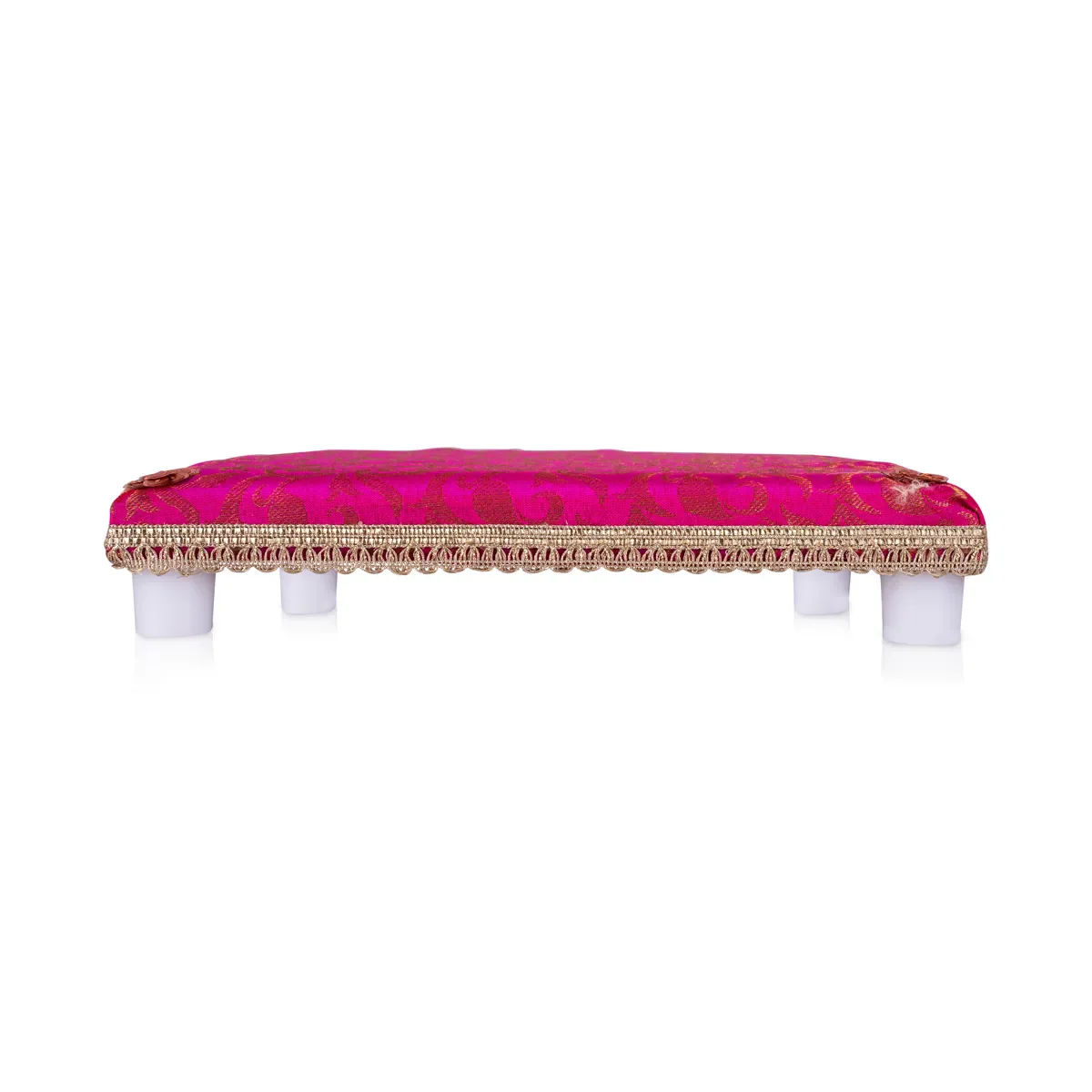 Chowki With Cushion - 12 X 12 Inches | Wooden Pooja Chowki/ Cushion Seat/ Bajot For Mandir & Home Pooja - Image 10