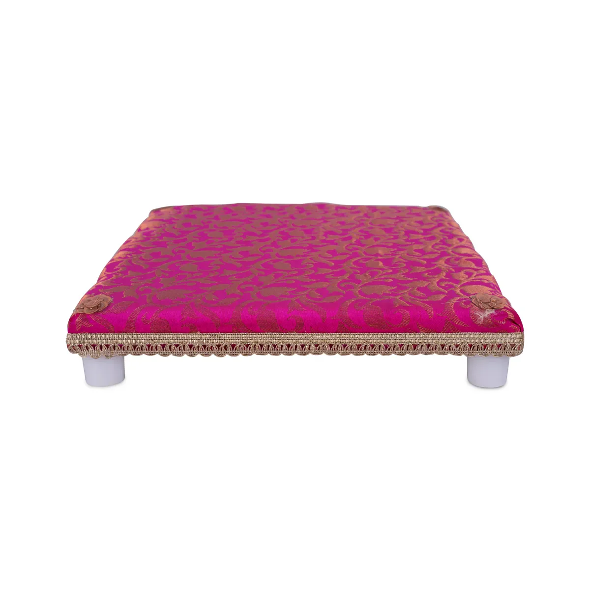 Chowki With Cushion - 12 X 12 Inches | Wooden Pooja Chowki/ Cushion Seat/ Bajot For Mandir & Home Pooja - Image 11