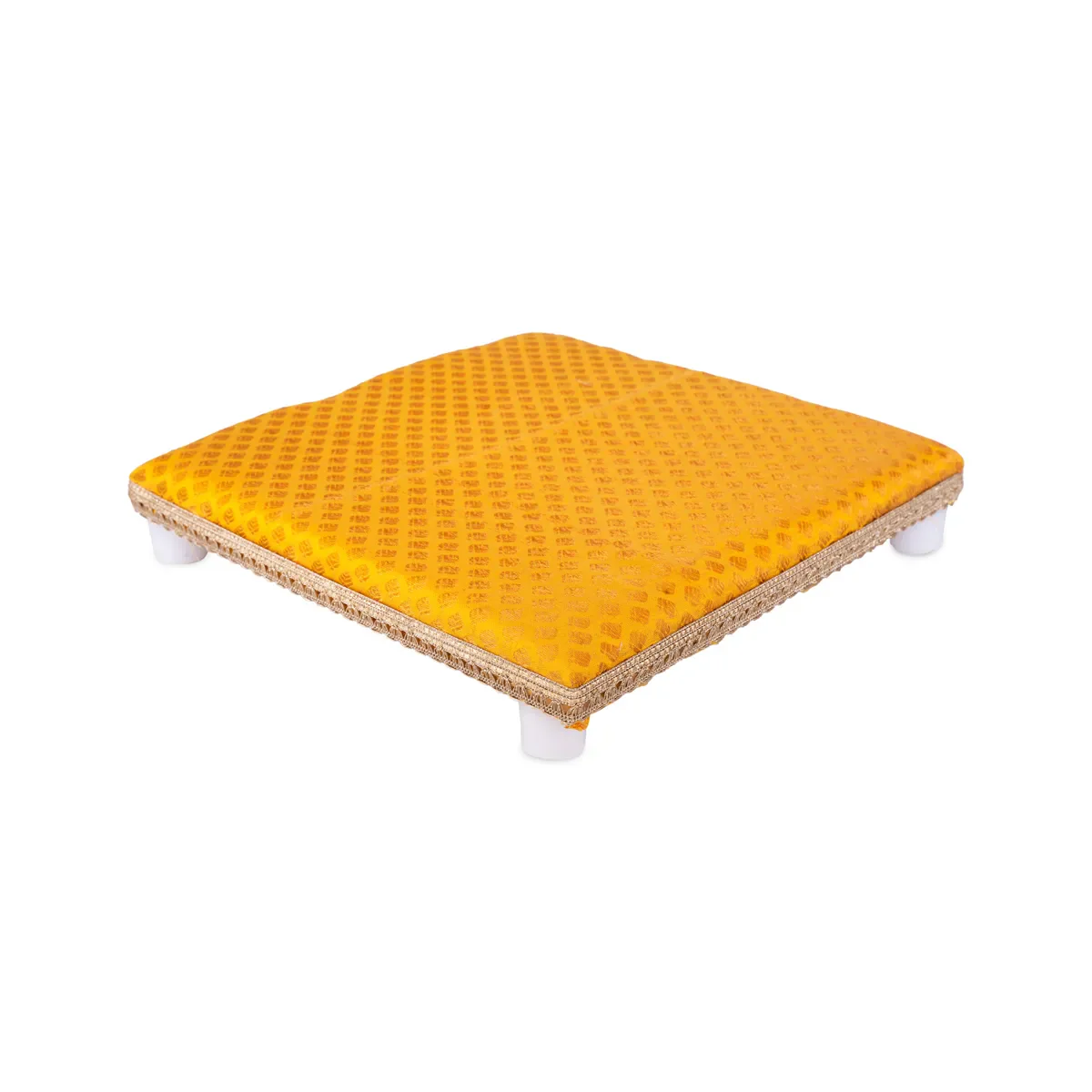 Chowki With Cushion - 12 X 12 Inches | Wooden Pooja Chowki/ Cushion Seat/ Bajot For Mandir & Home Pooja - Image 3
