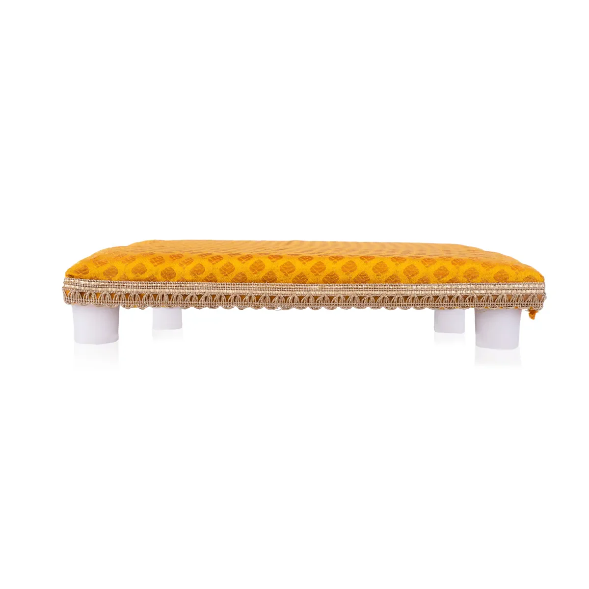 Chowki With Cushion - 12 X 12 Inches | Wooden Pooja Chowki/ Cushion Seat/ Bajot For Mandir & Home Pooja - Image 4