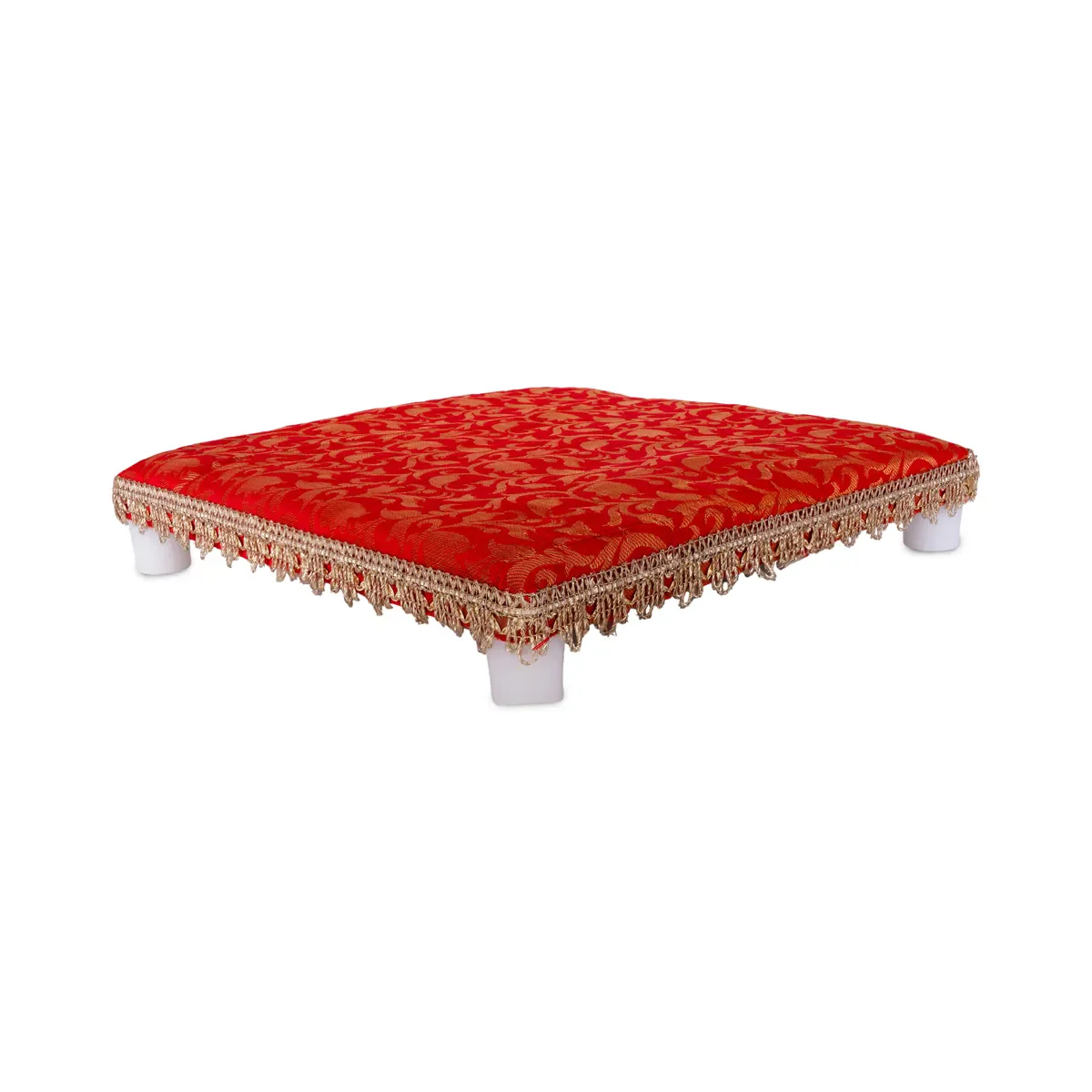 Chowki With Cushion - 12 X 12 Inches | Wooden Pooja Chowki/ Cushion Seat/ Bajot For Mandir & Home Pooja - Image 7