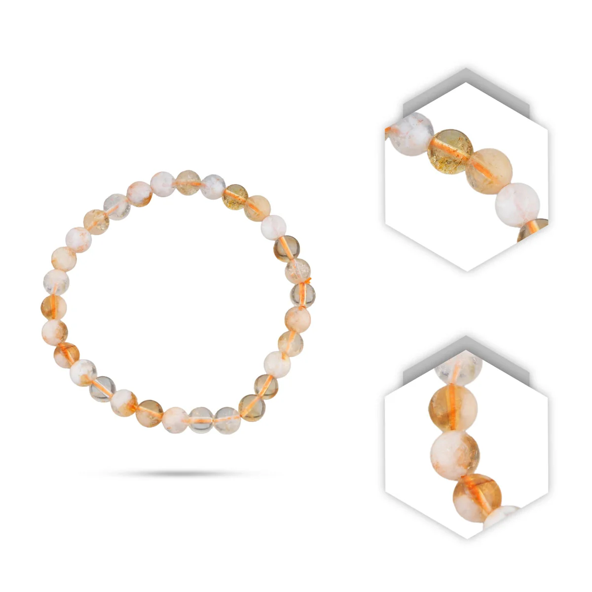 Citrine Bracelet - 2.5 Inches | Citrine Stone Bracelet/ Elastic Citrine Crystal Bracelet for Men & Women - Image 2