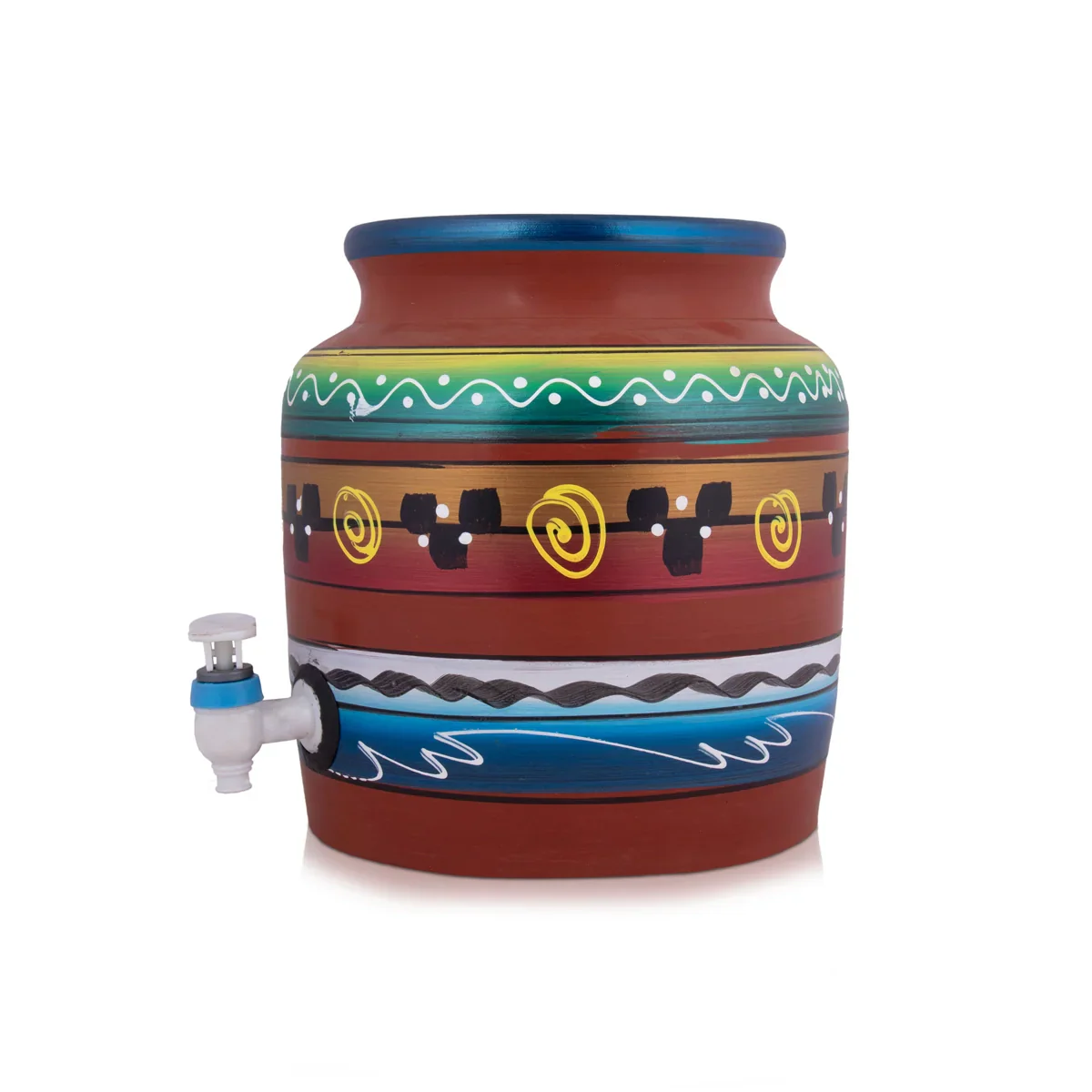 Clay Water Pot With Tap - 12 x 6 Inches | 8 Ltr/ Painted Water Pot With Tap/ Handmade Water Pot for Home - Image 3
